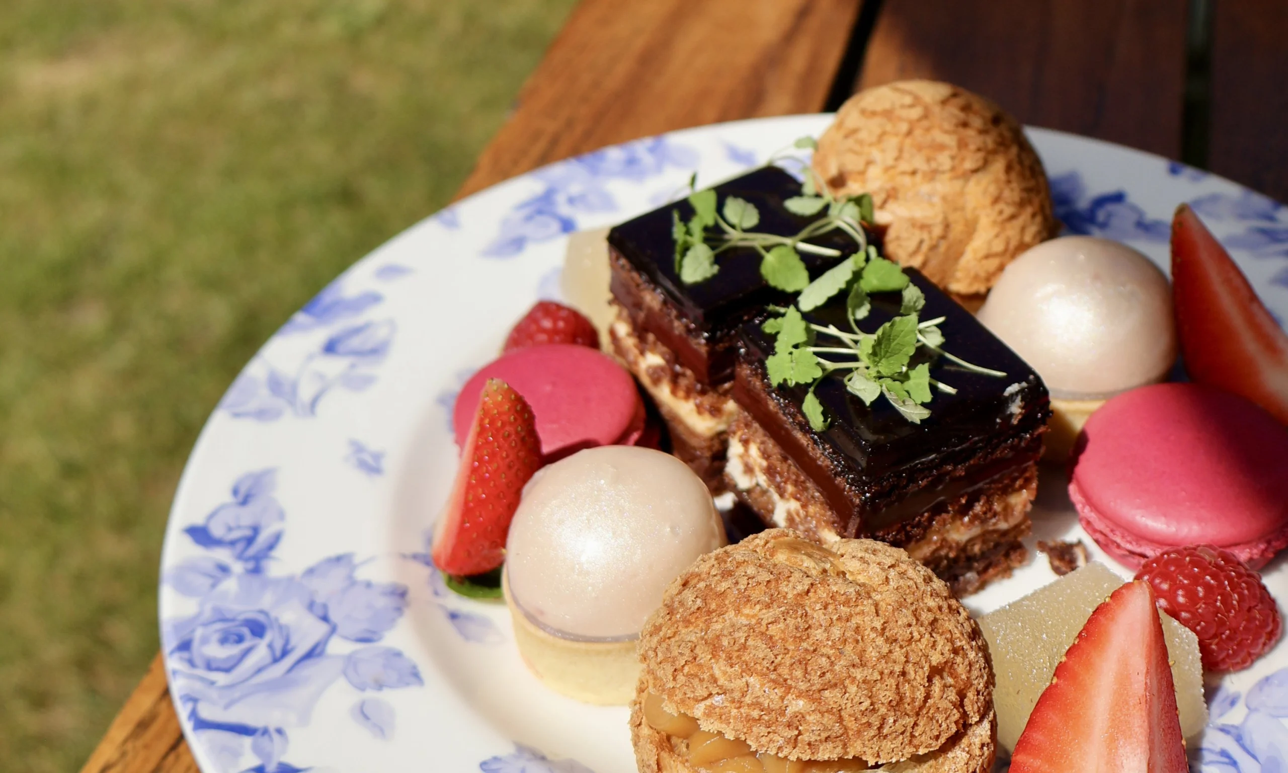 a plate of afternoon cakes at doddington hall