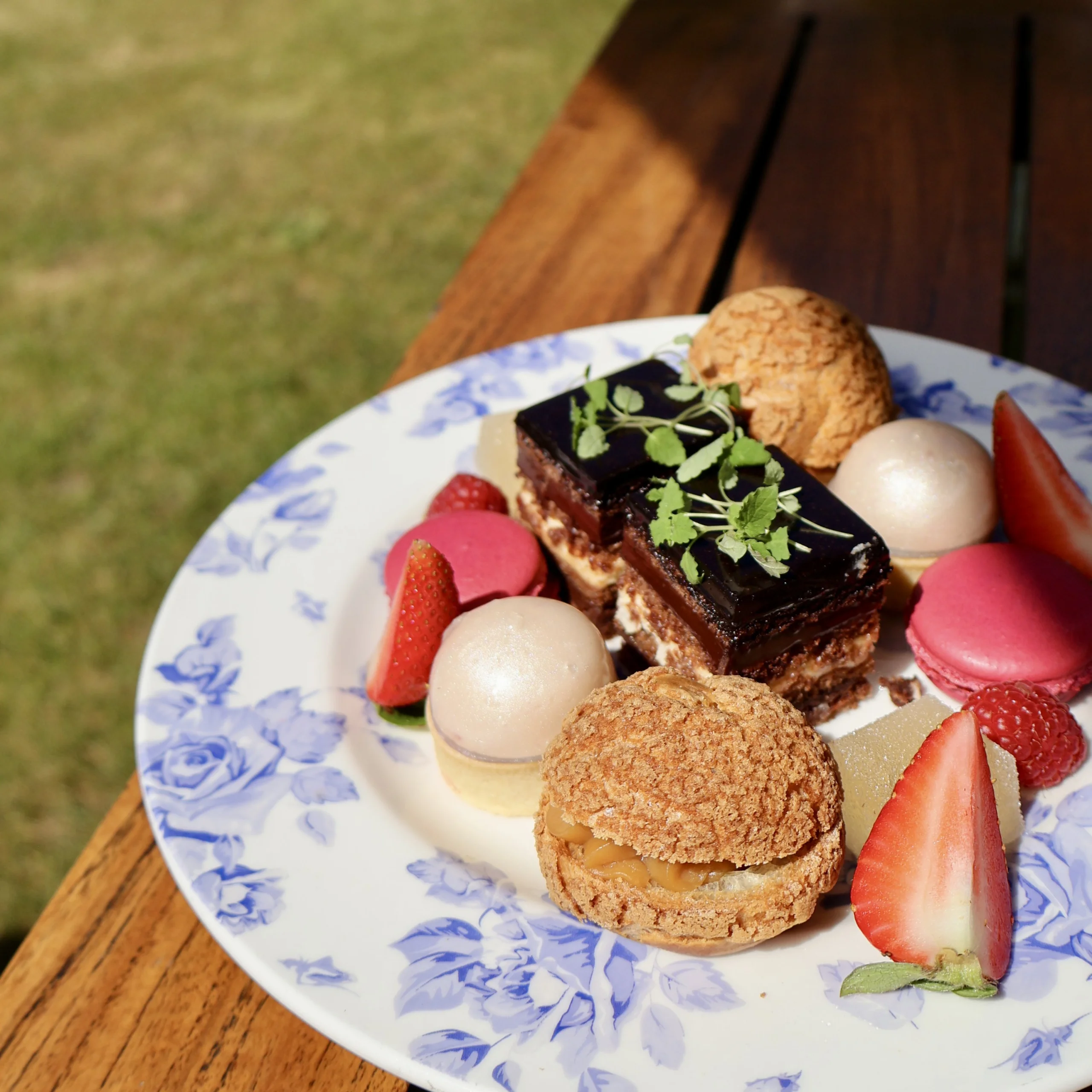 a plate of afternoon cakes at doddington hall