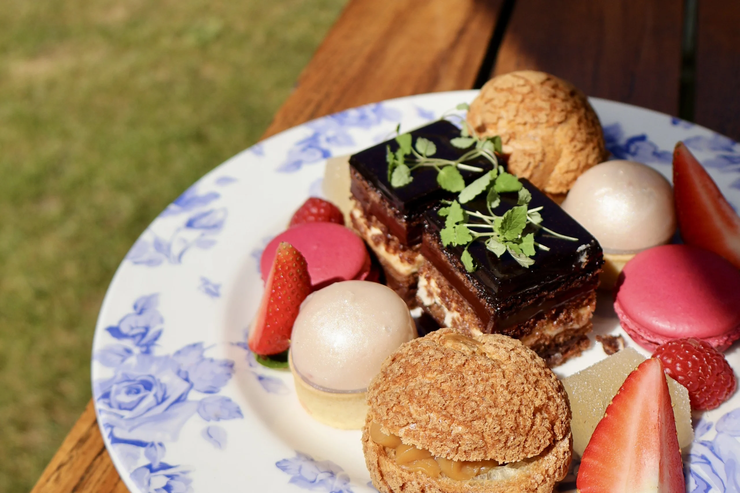 a plate of afternoon cakes at doddington hall
