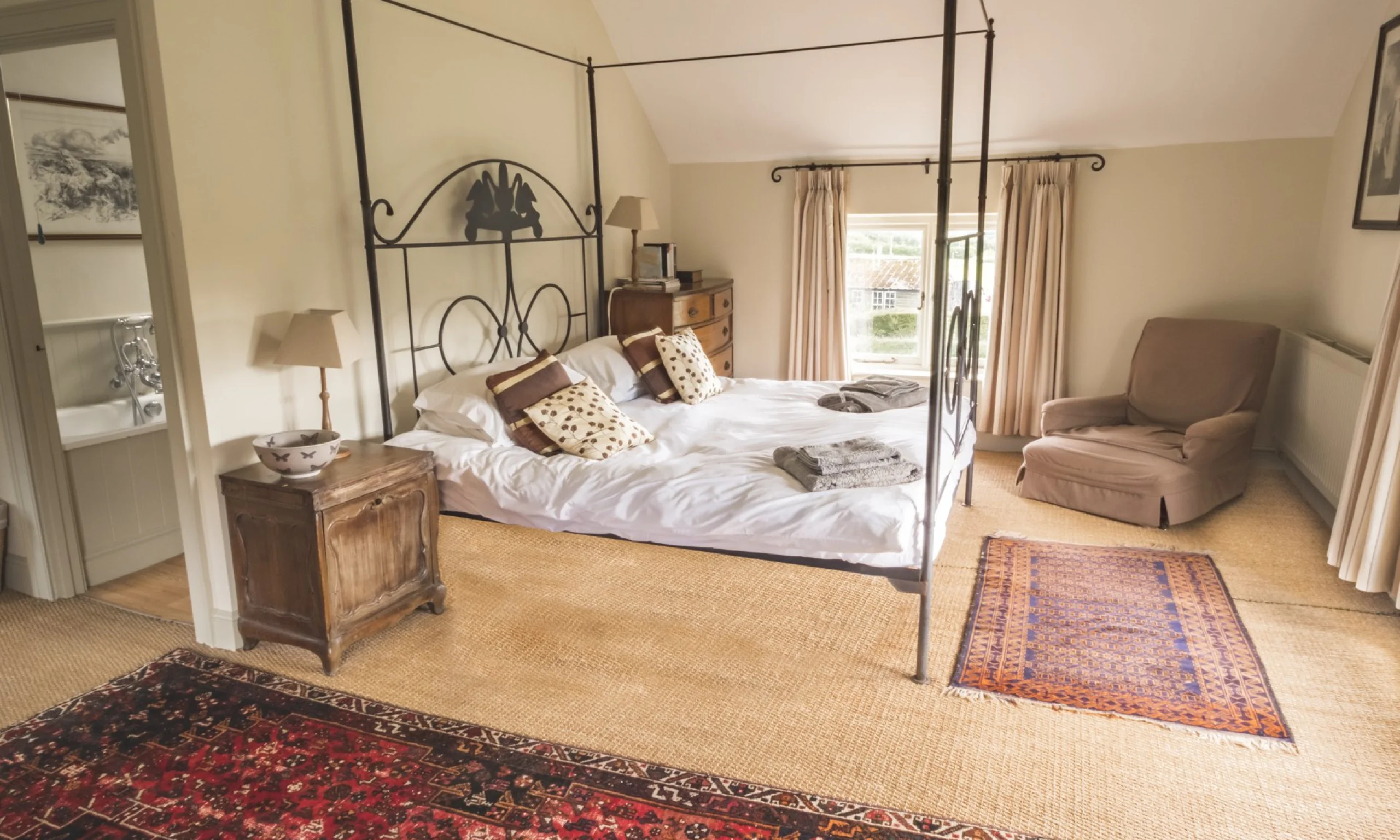the main bedroom at the brewhouse doddington hall