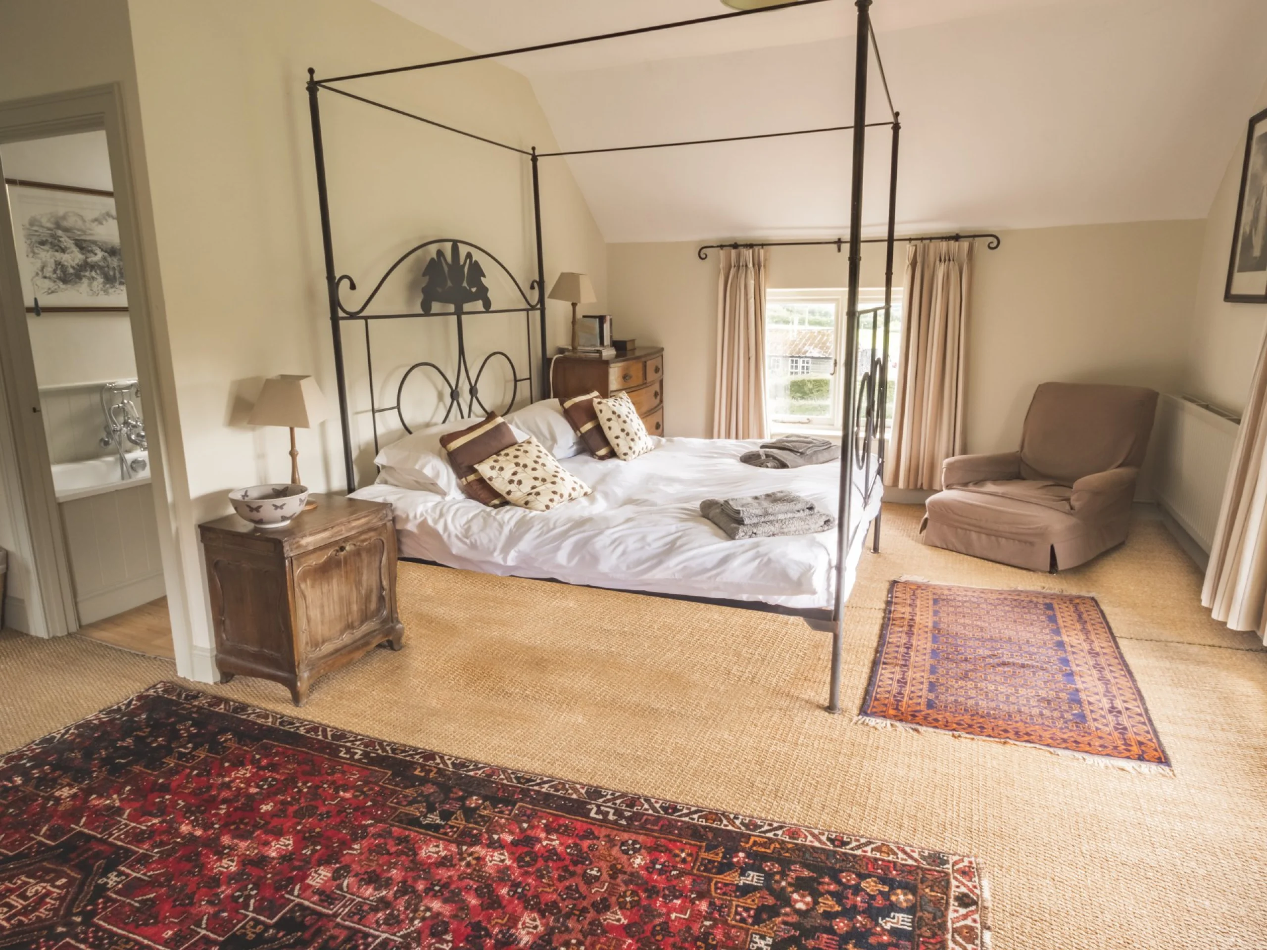 the main bedroom at the brewhouse doddington hall