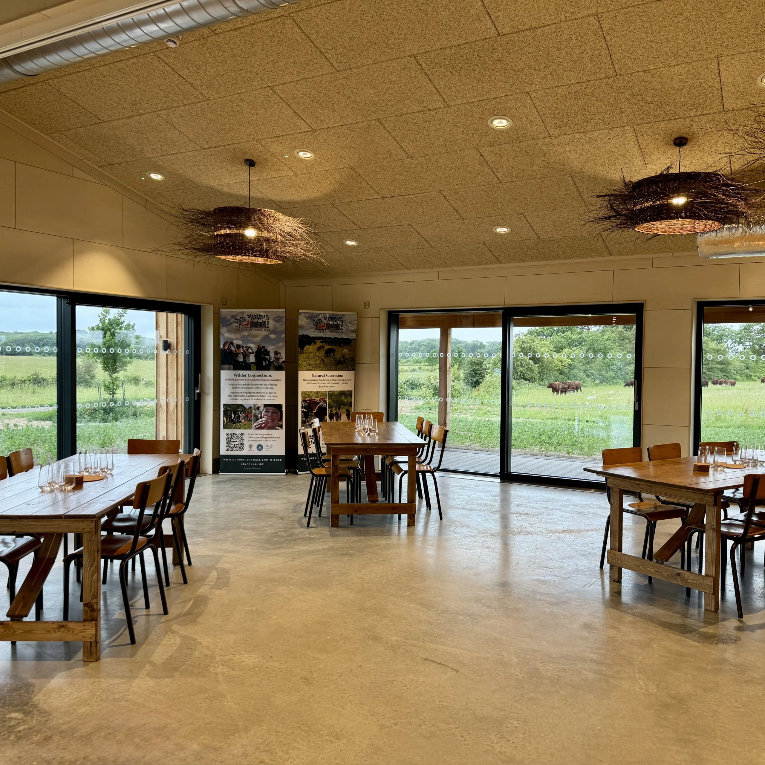 wildhouse interior with tables and chairs at doddington hall