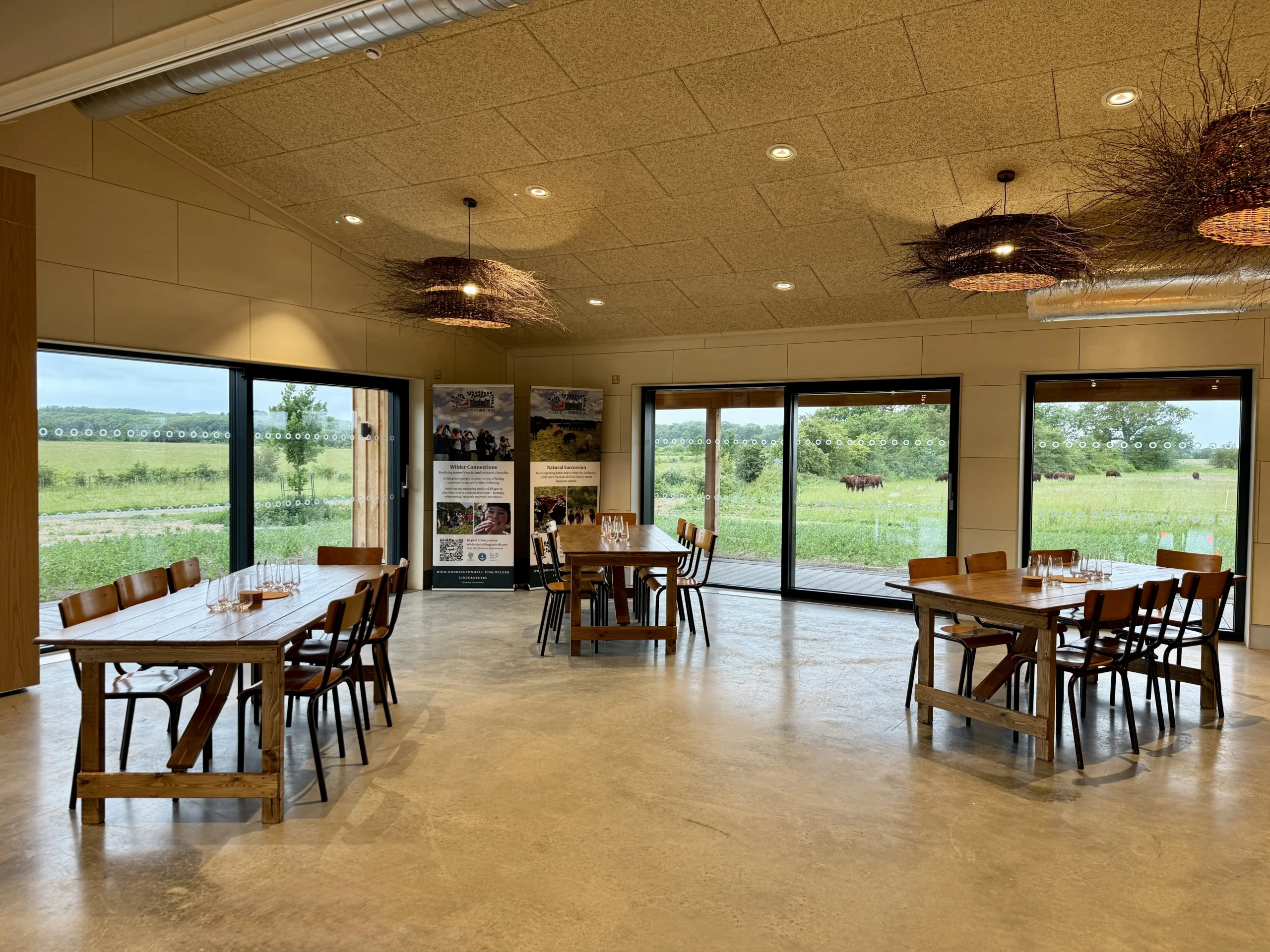 wildhouse interior with tables and chairs at doddington hall