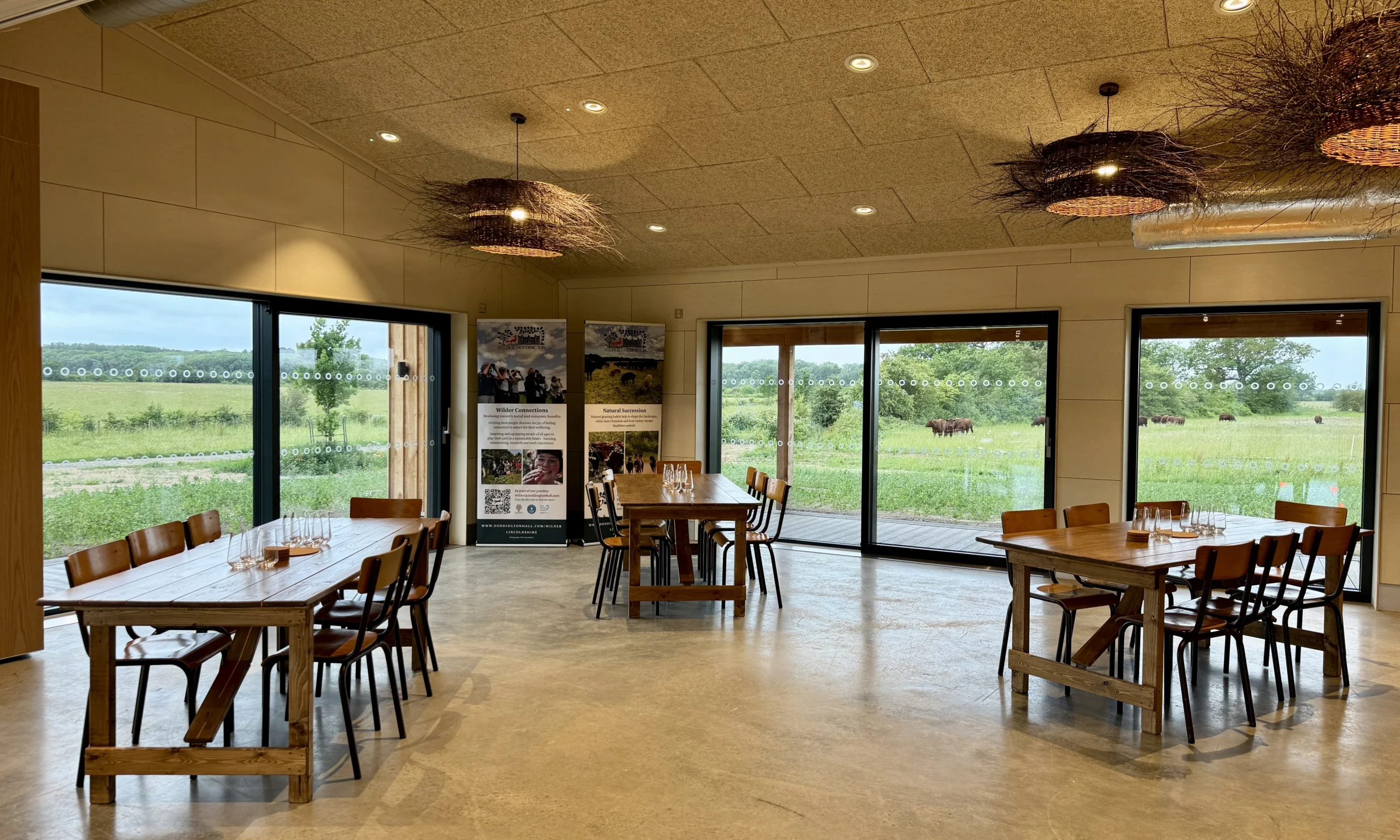 wildhouse interior with tables and chairs at doddington hall