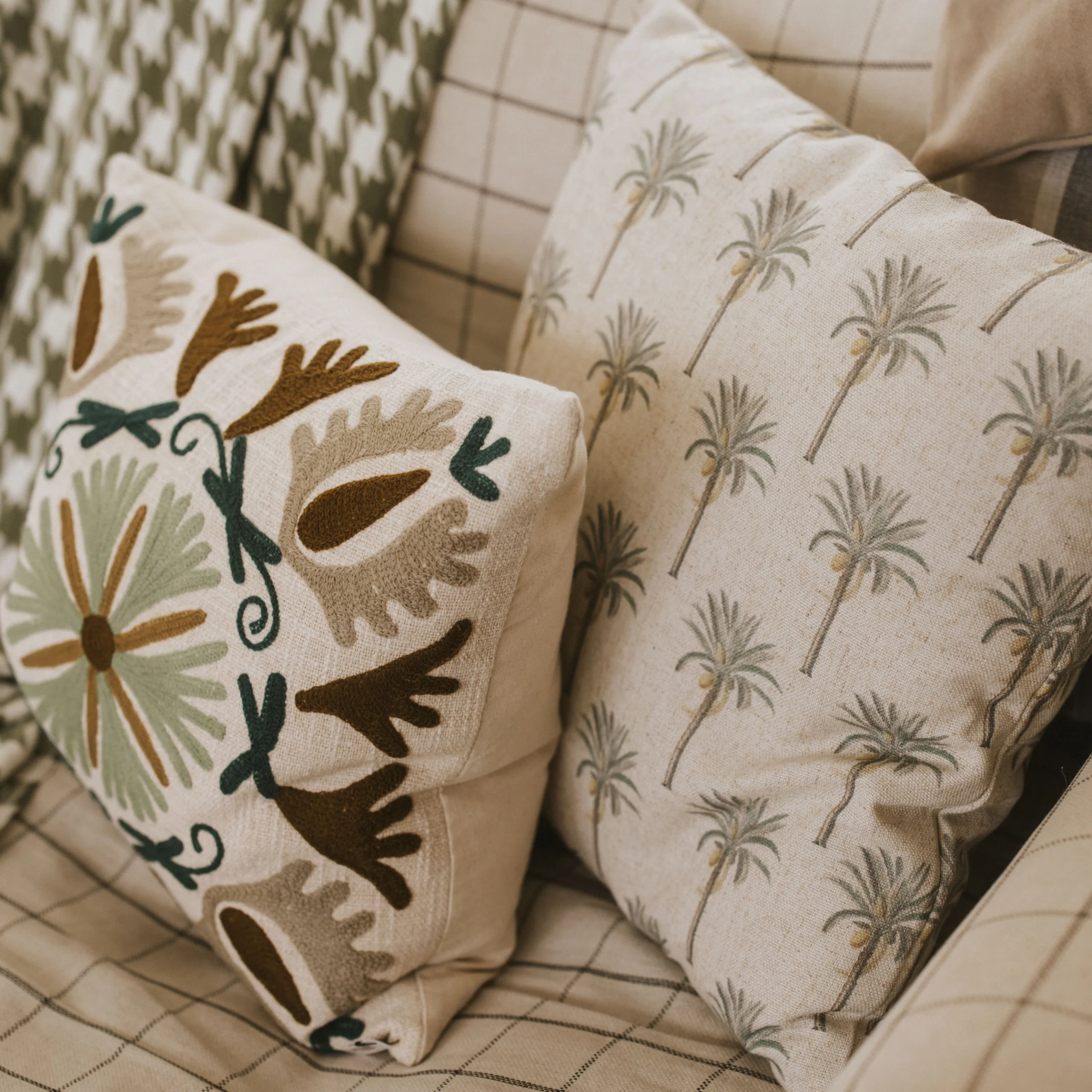 patterned applique cushions at doddington home store