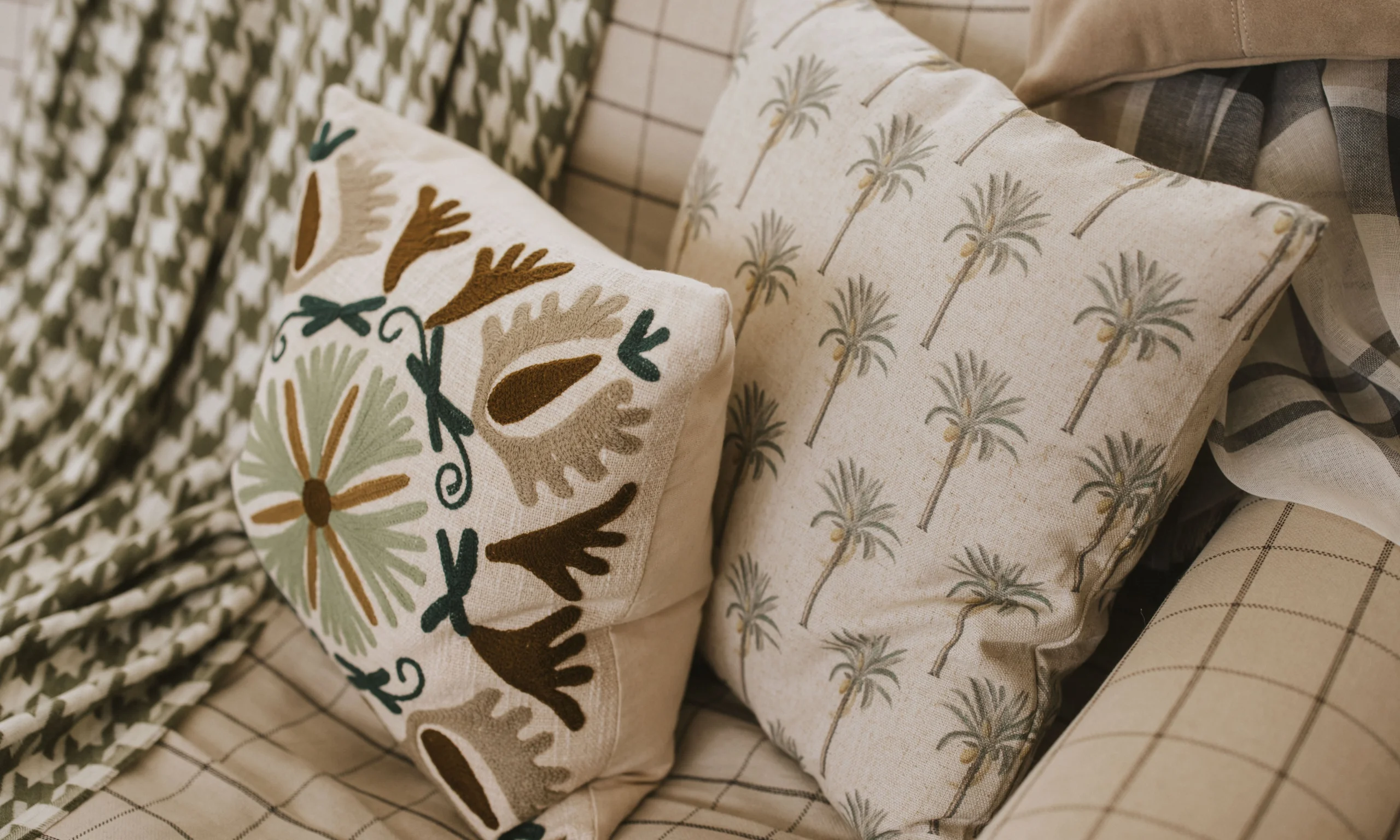 patterned applique cushions at doddington home store