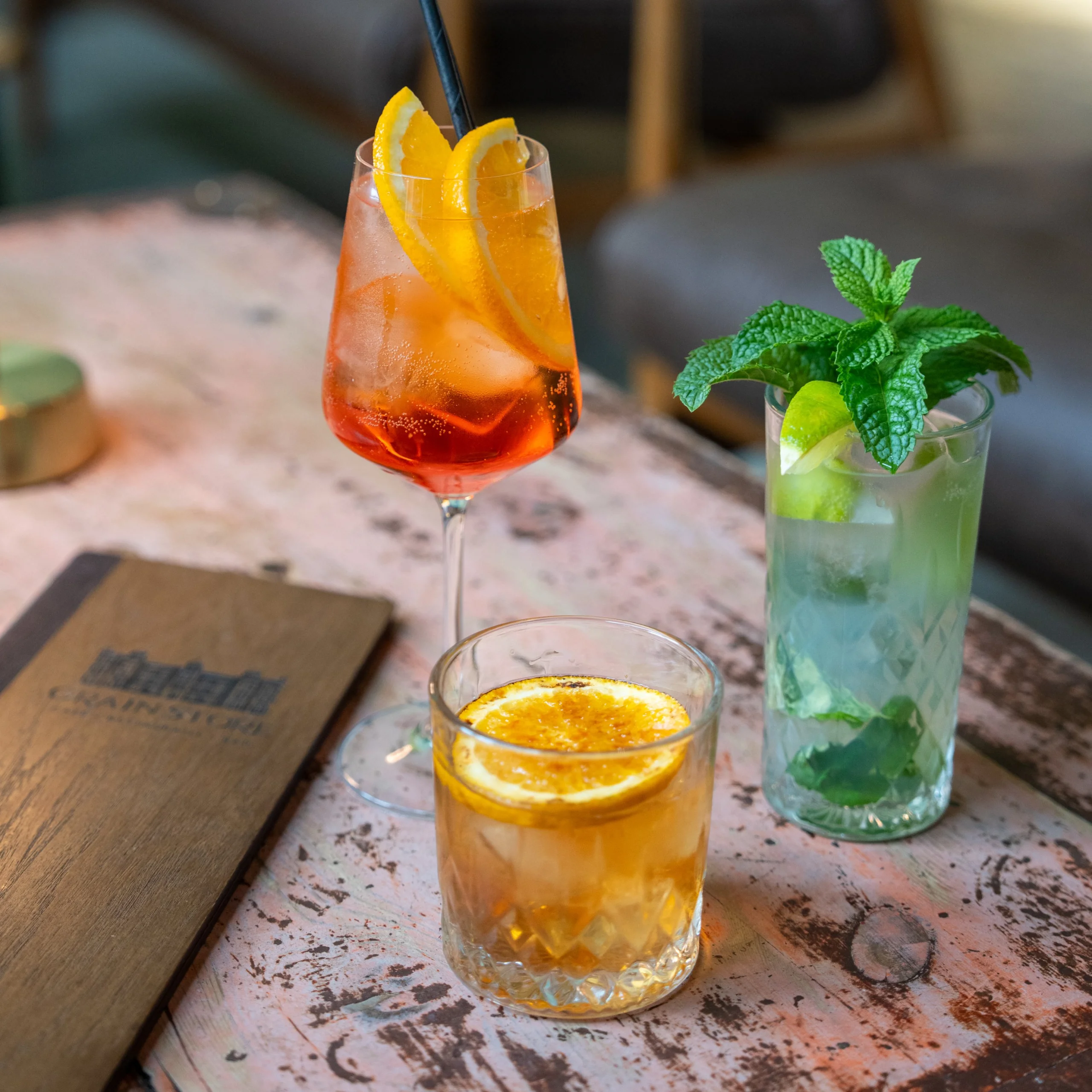 a selection of cocktails at doddington grain store