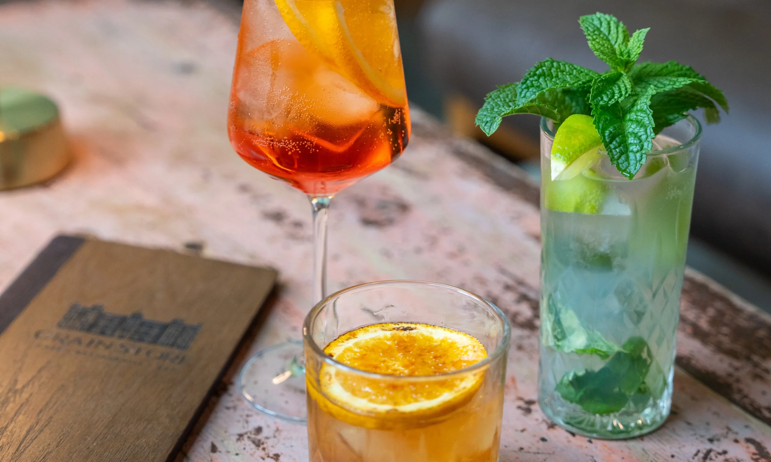 a selection of cocktails at doddington grain store