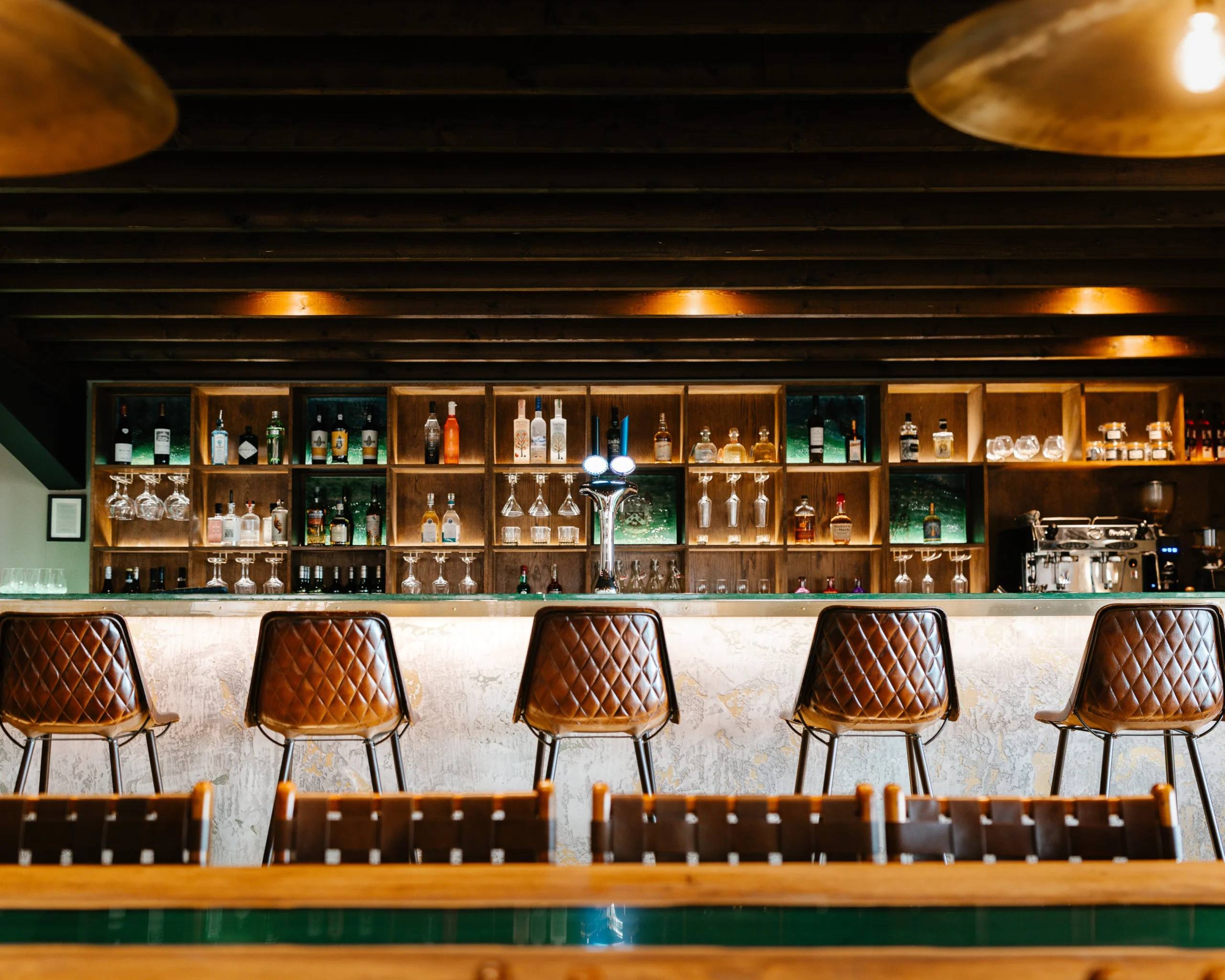 grain store restaurant bar with stools