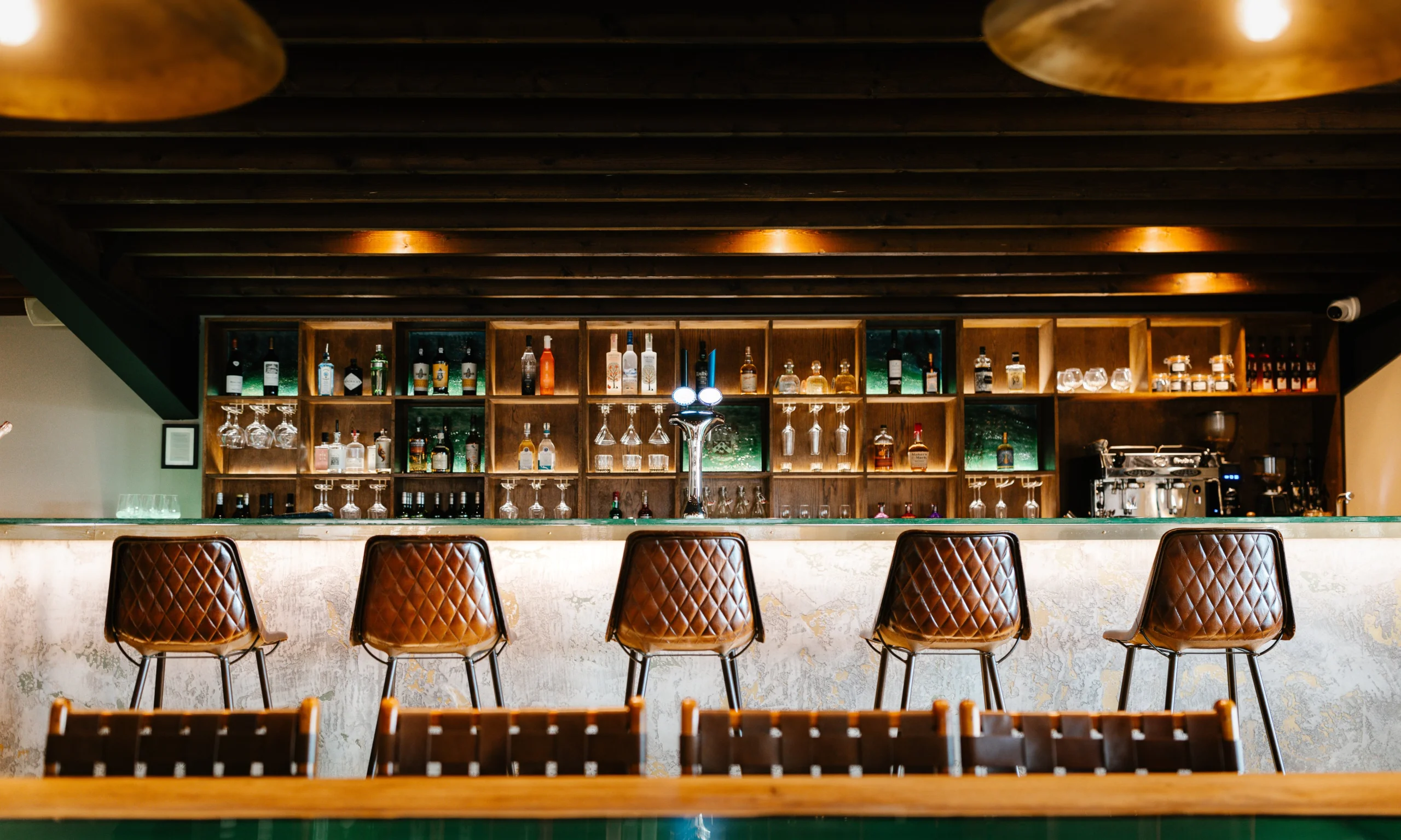 grain store restaurant bar with stools