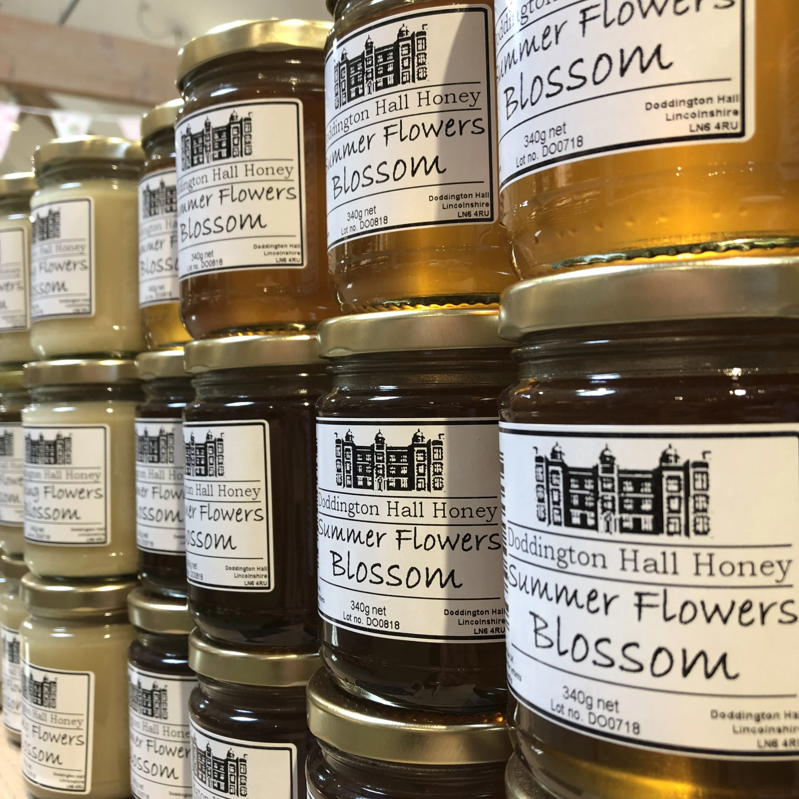 glass jars of doddington hall honey