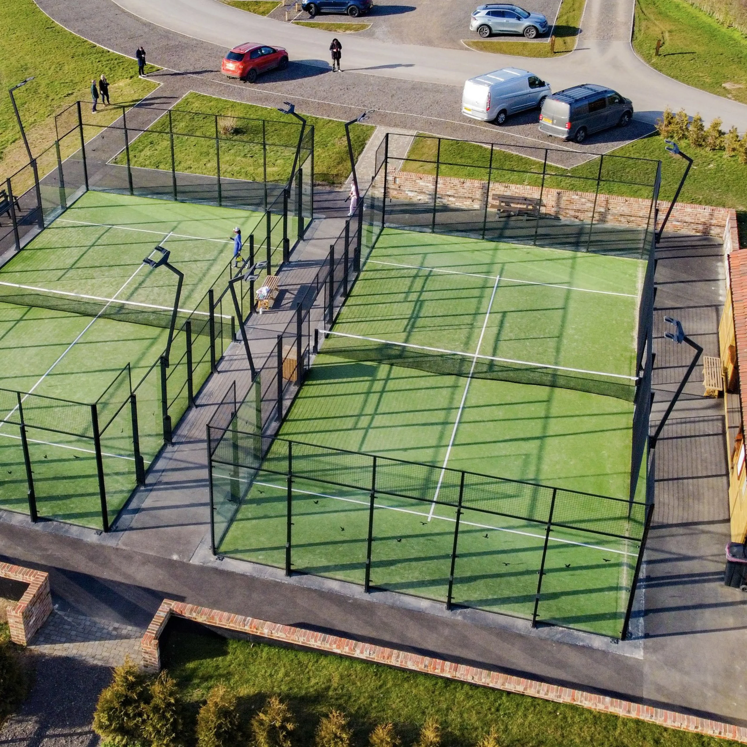 an aerial view of doddington hall padel courts