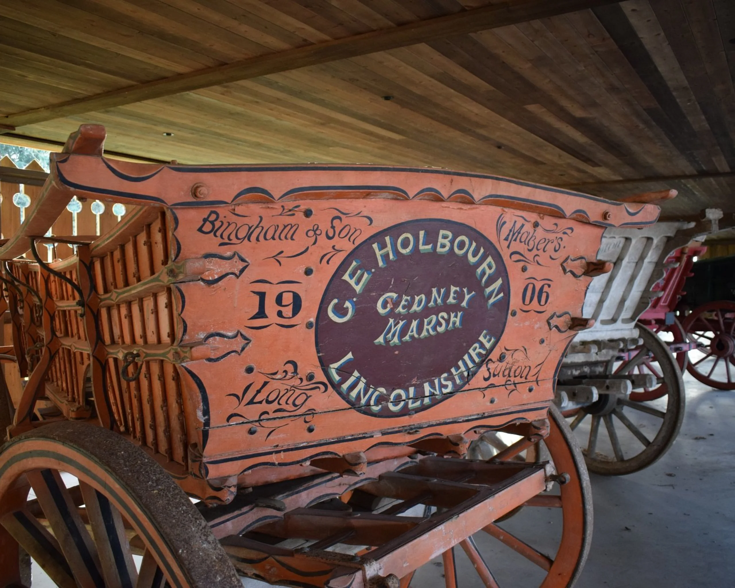 doddington hall wagon collection close up of orange wagon