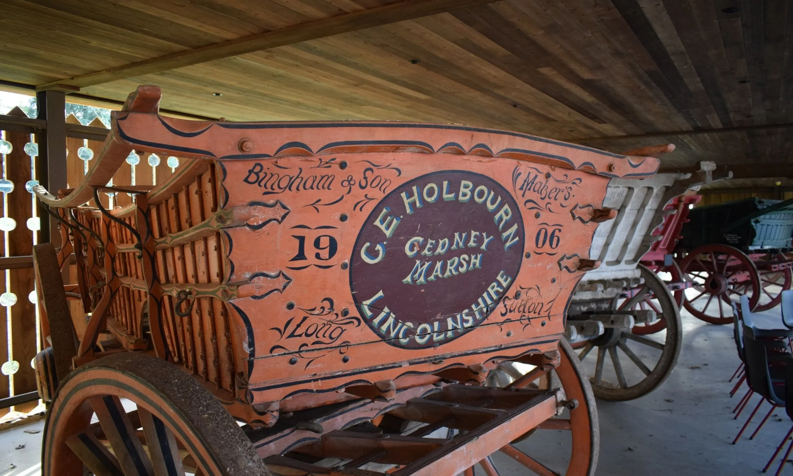doddington hall wagon collection close up of orange wagon