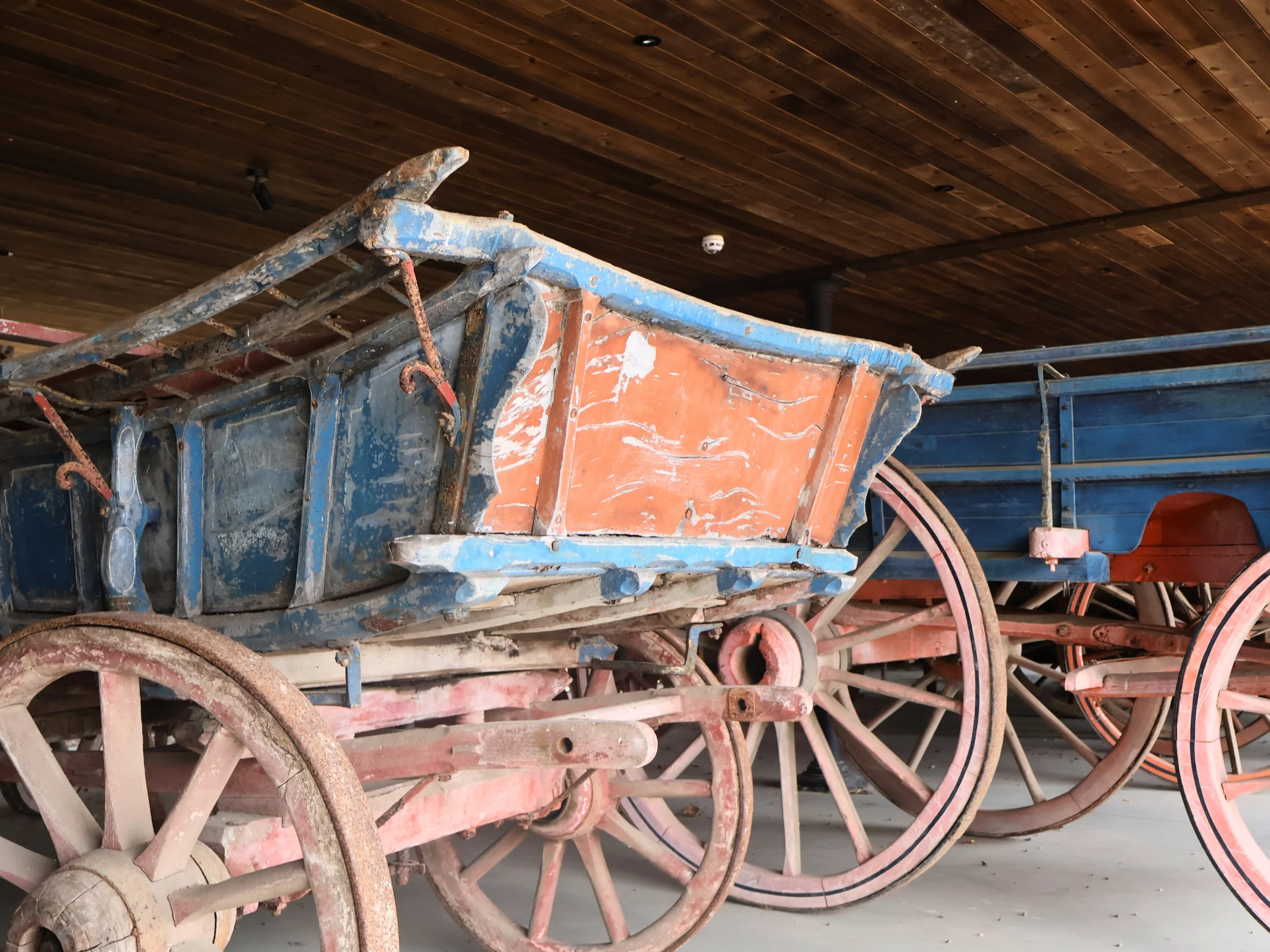 red and blue wagon trailer doddington hall wagon collection