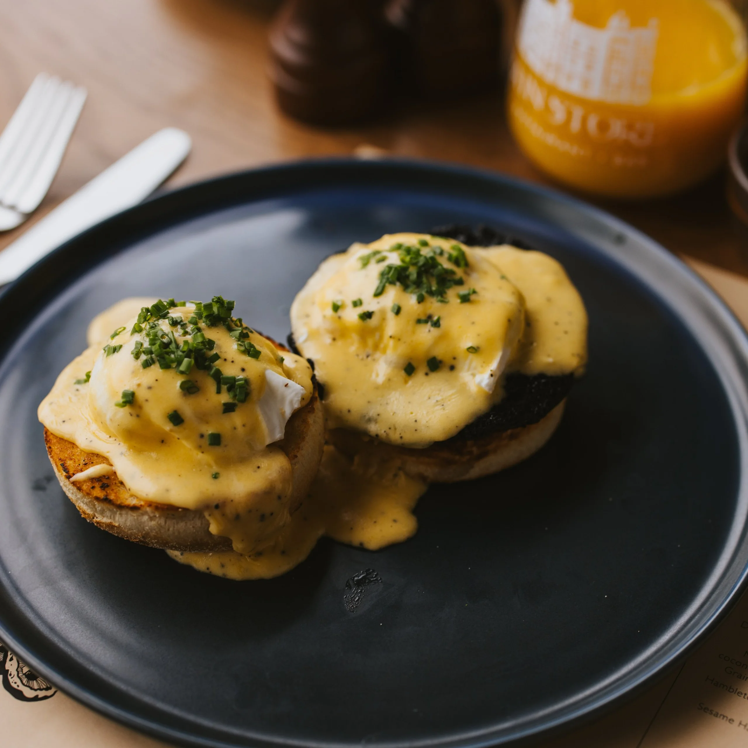 eggs benedict at doddington grain store