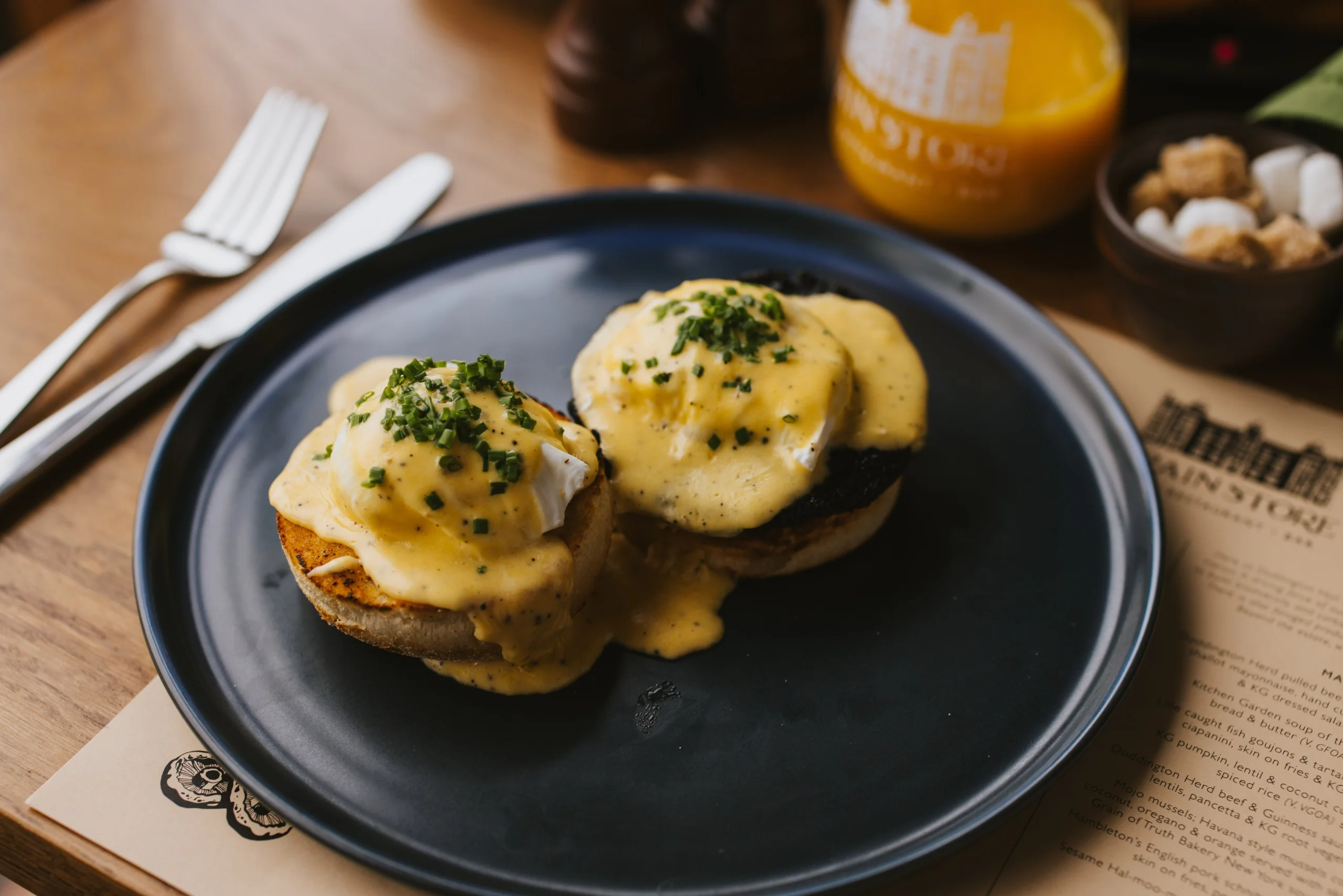 eggs benedict at doddington grain store