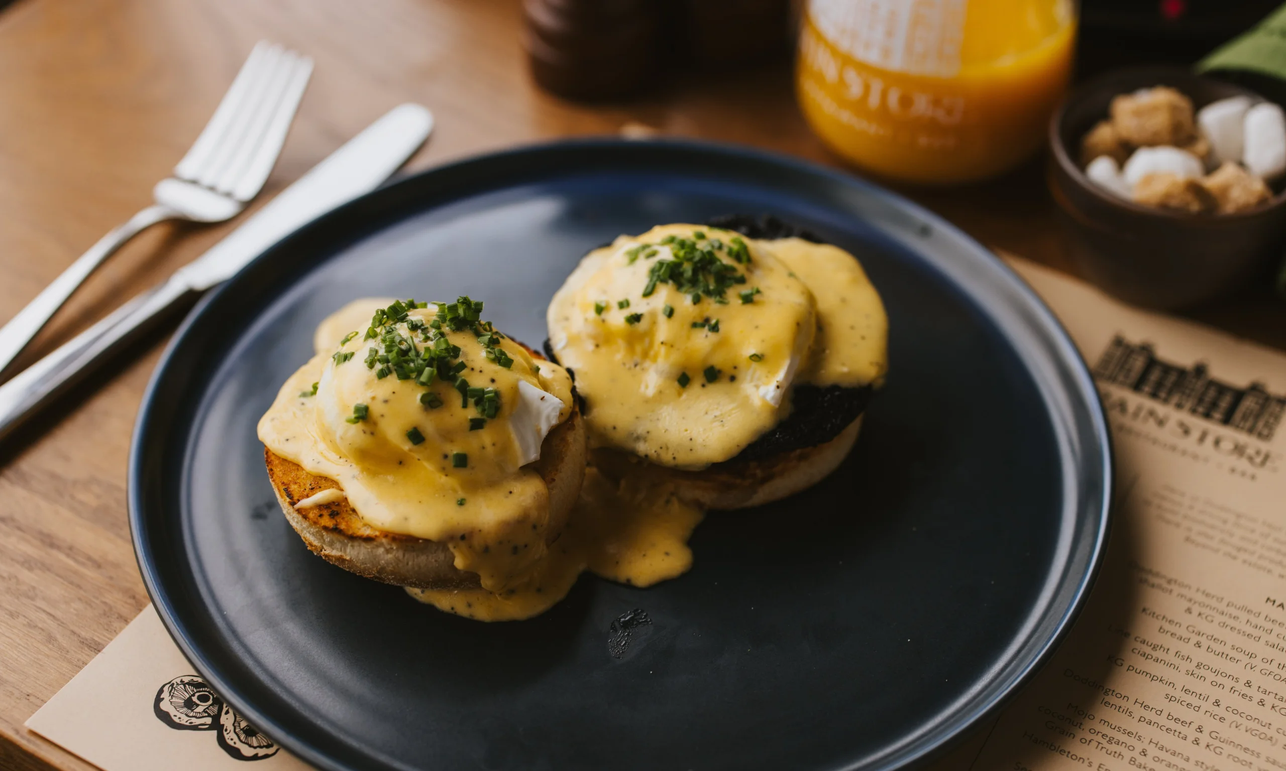 eggs benedict at doddington grain store