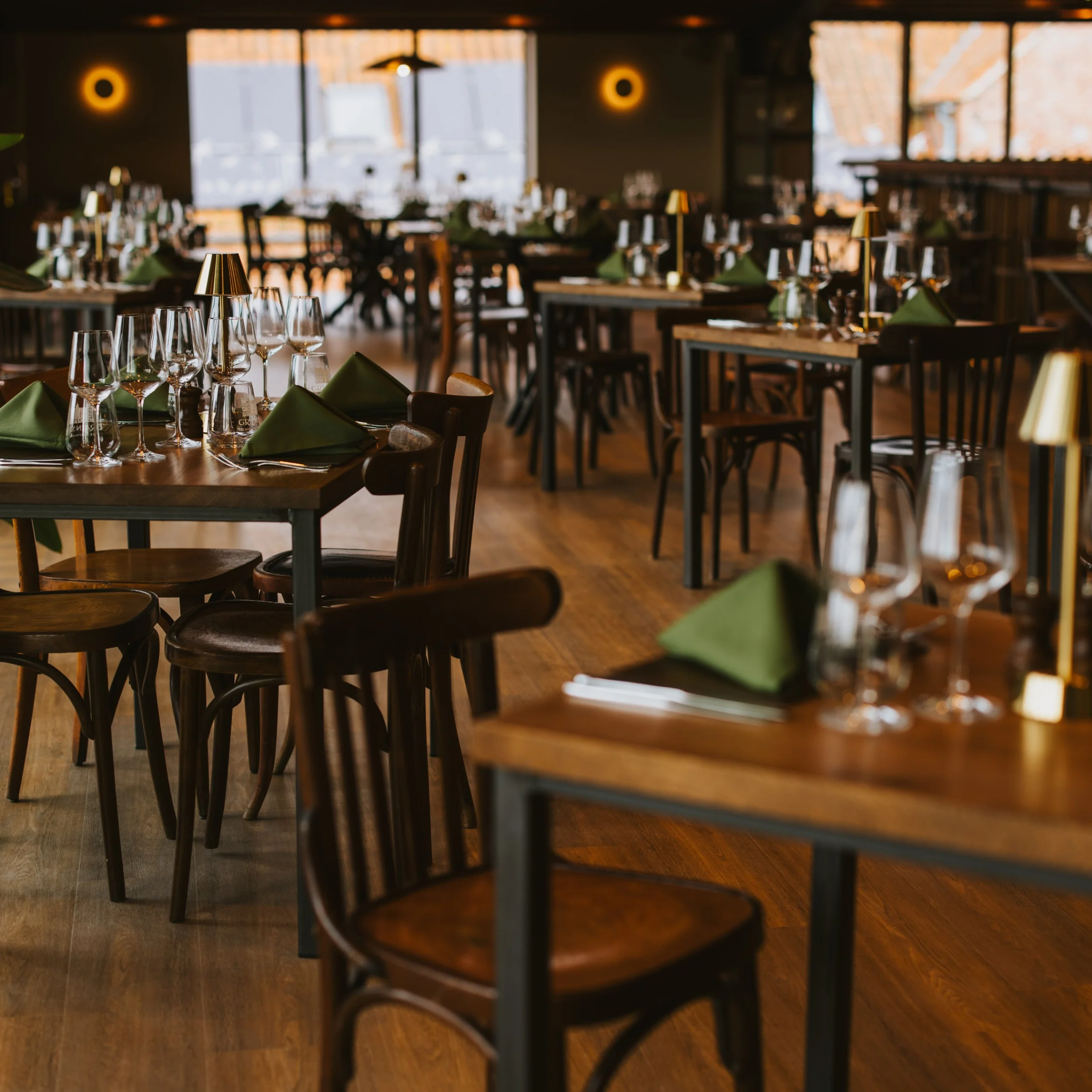 the interior of grain store restaurant at doddington hall
