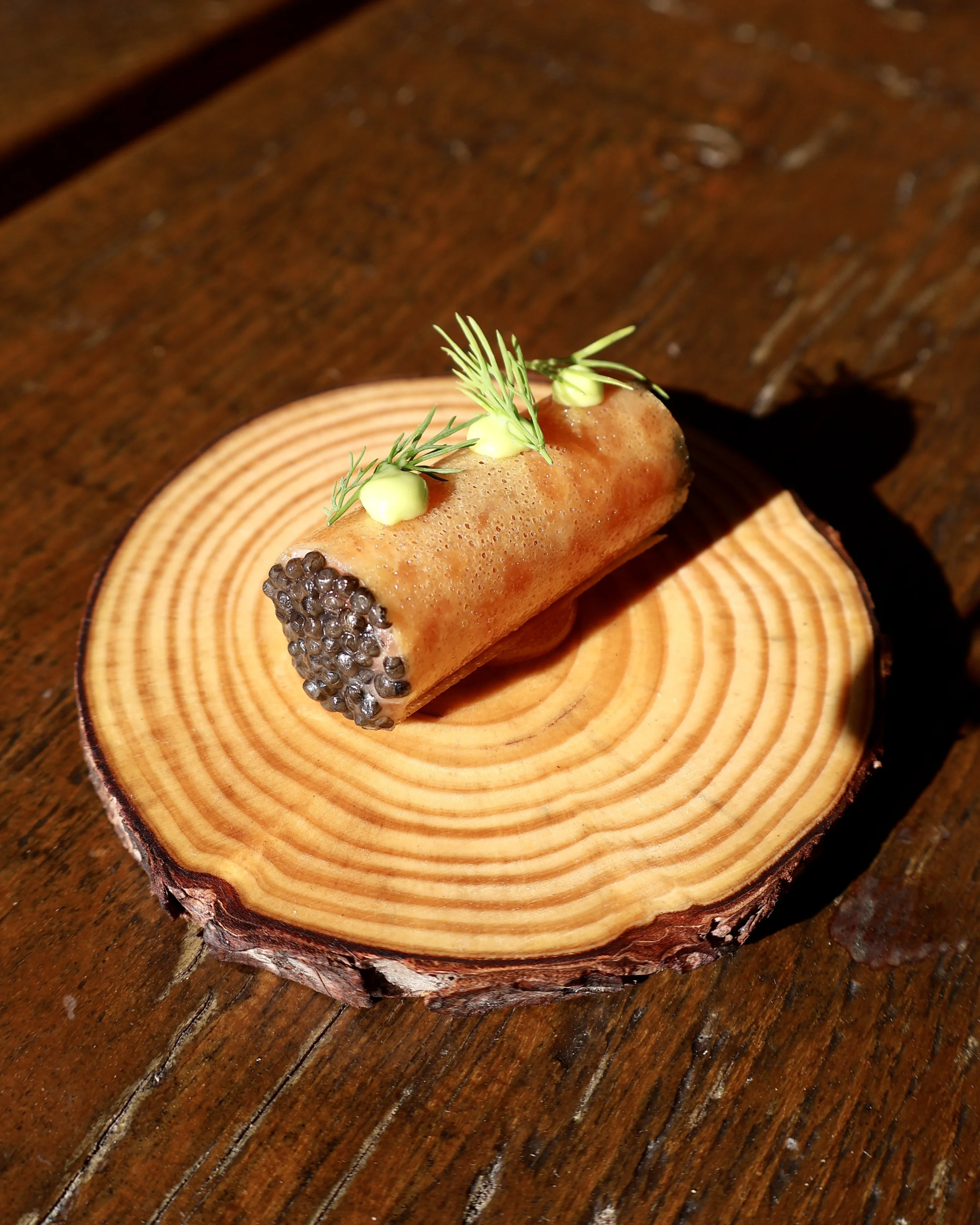 small canape with caviar at doddington hall supper club