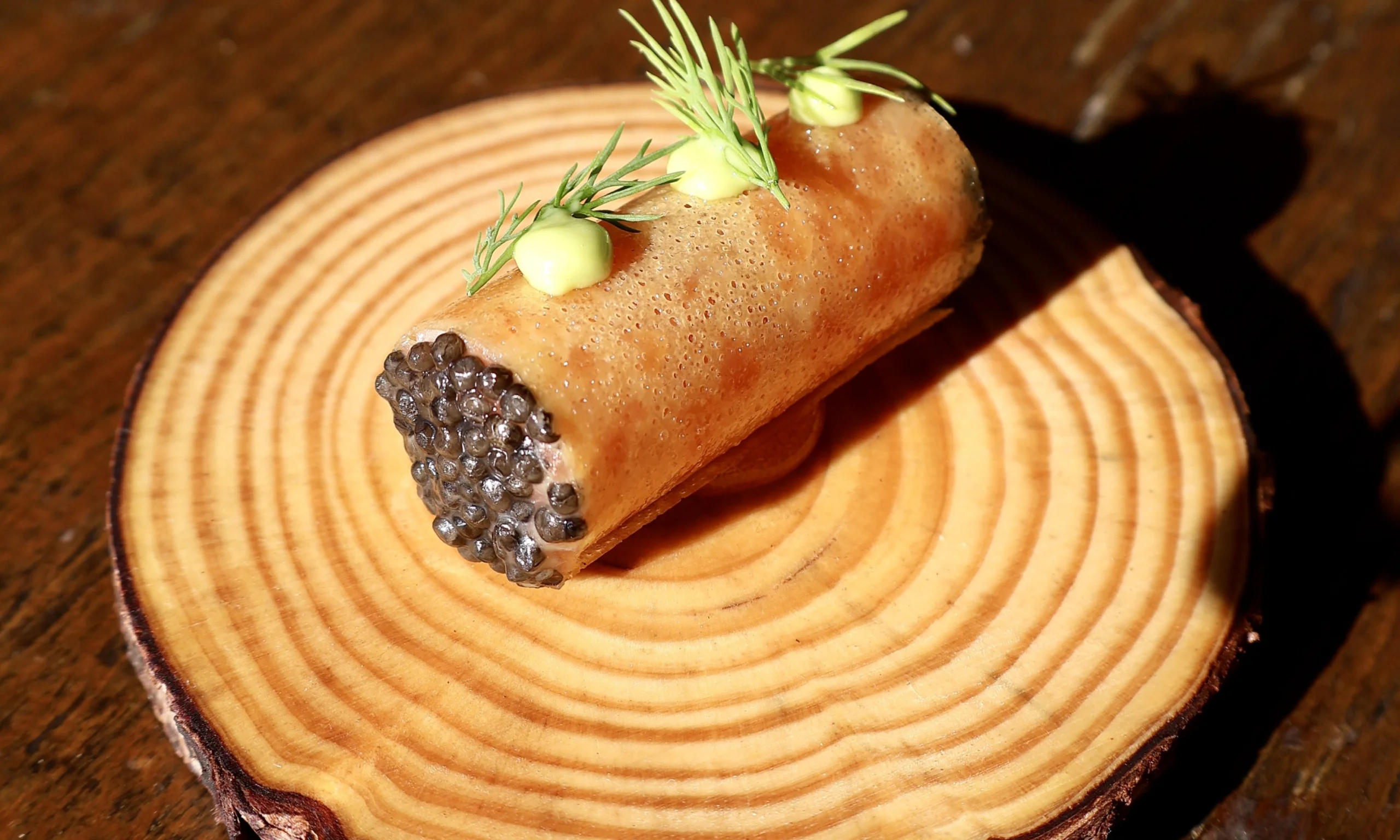 small canape with caviar at doddington hall supper club