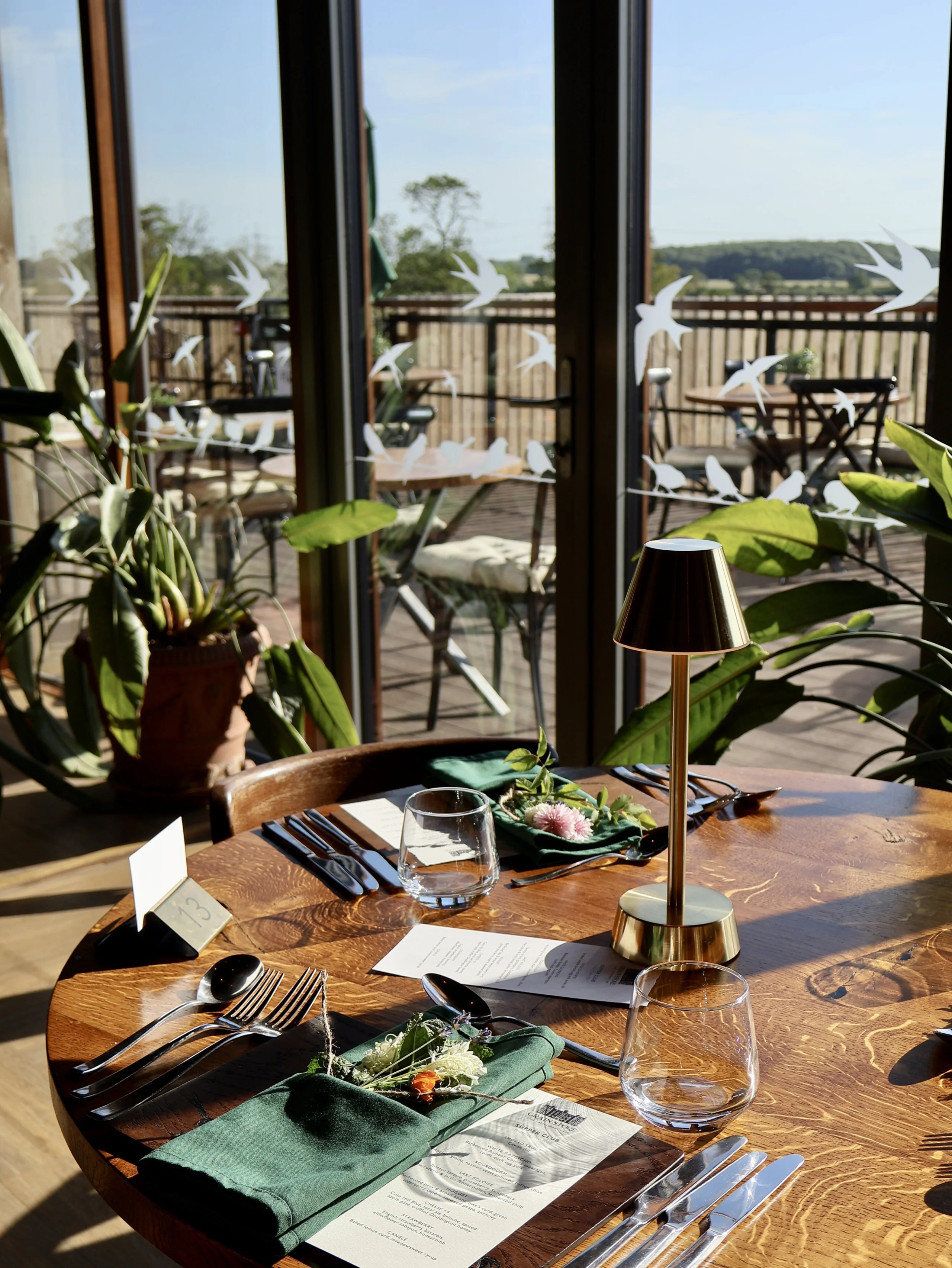 a table scape at doddington hall supper club