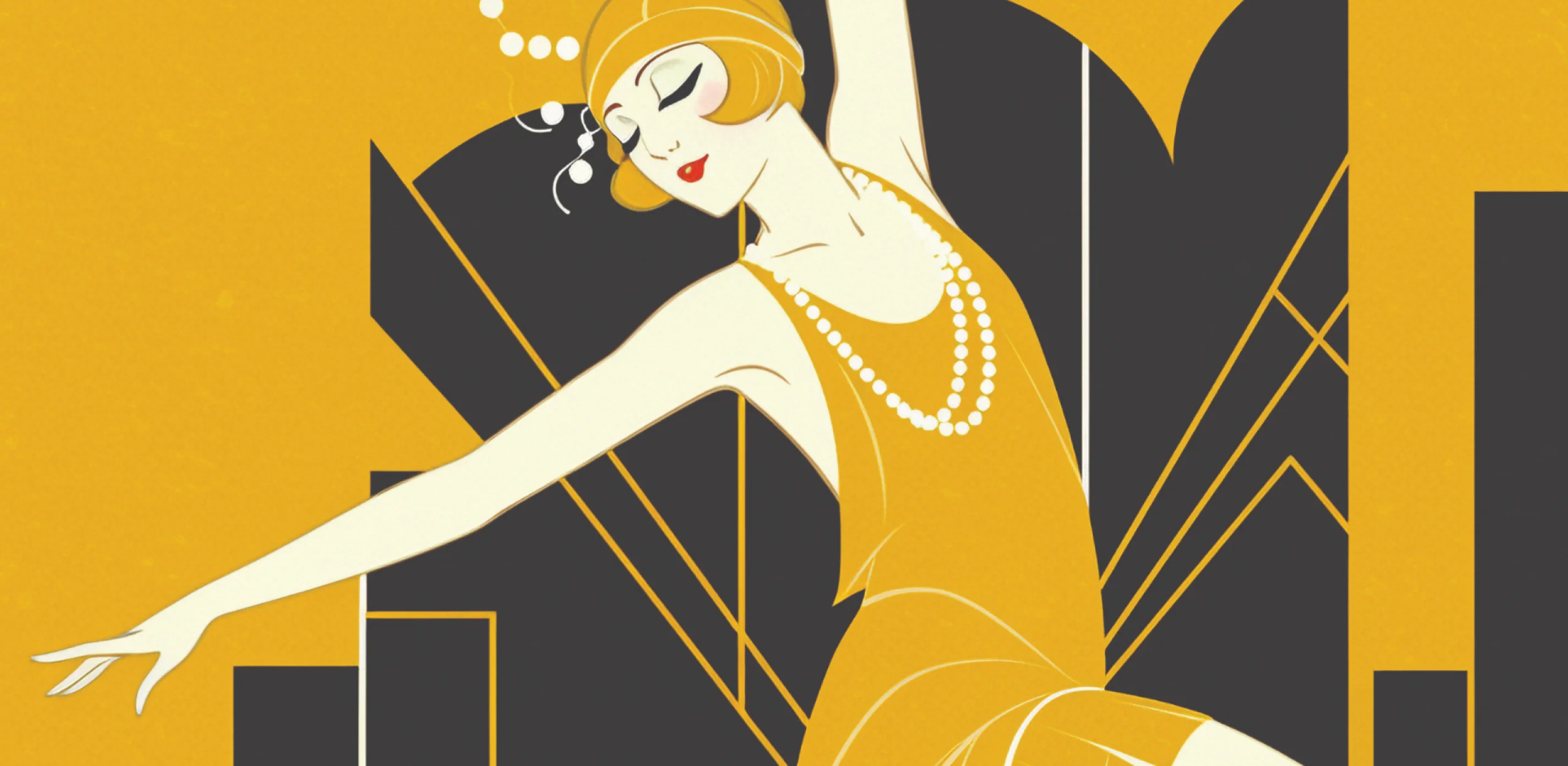 great gatsby event poster in black and yellow
