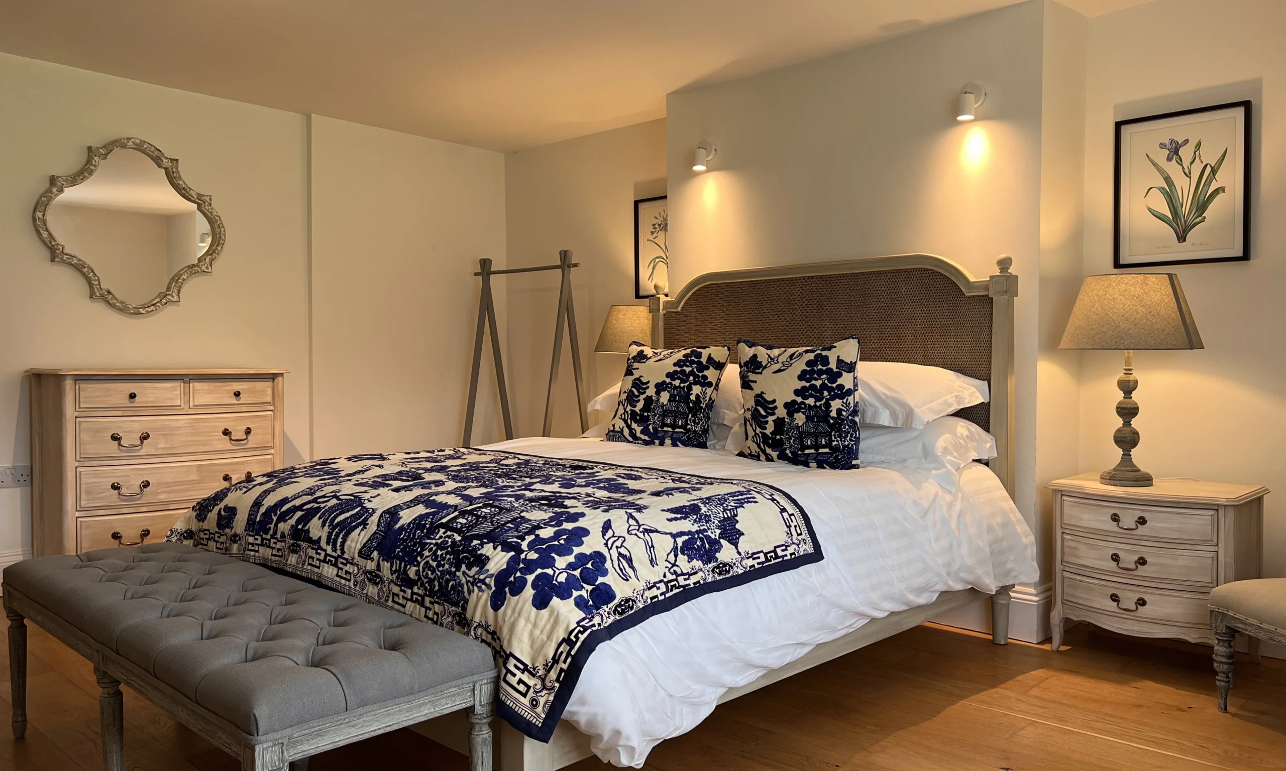 the master bedroom at grange farm doddington hall