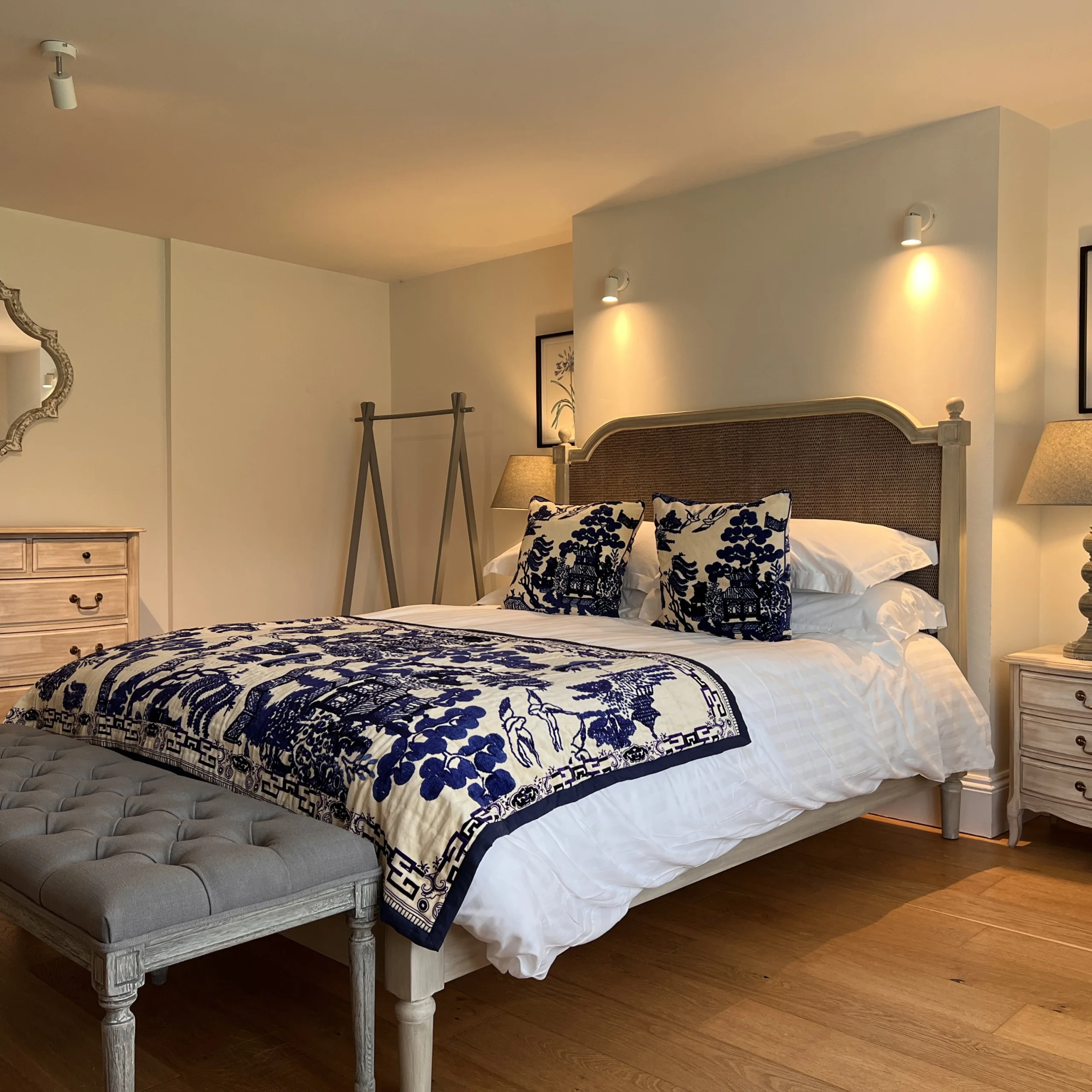 the master bedroom at grange farm doddington hall