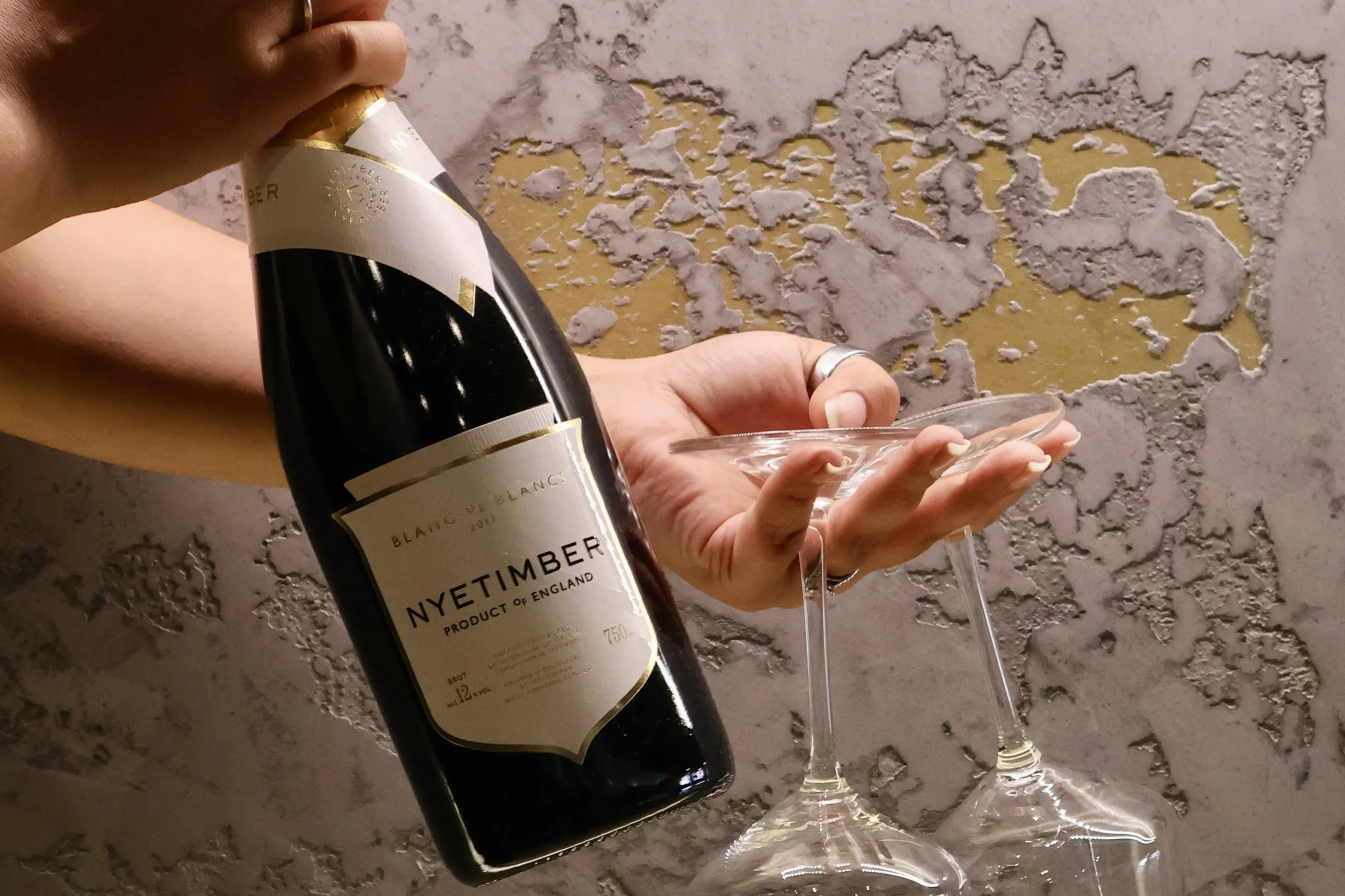 a bottle of nye timber sparkling wine at doddington hall