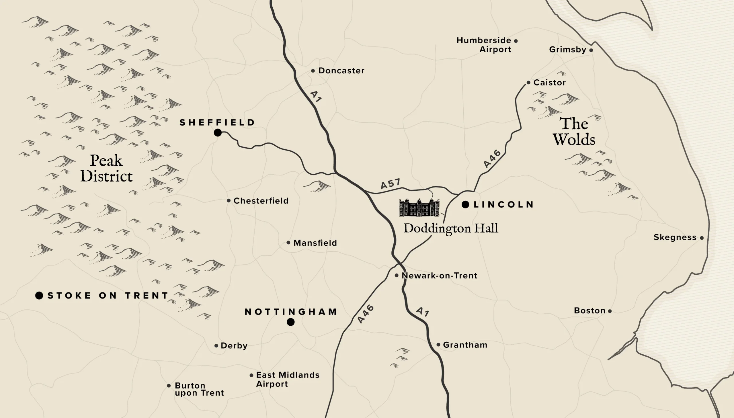 Doddington Hall Location Map