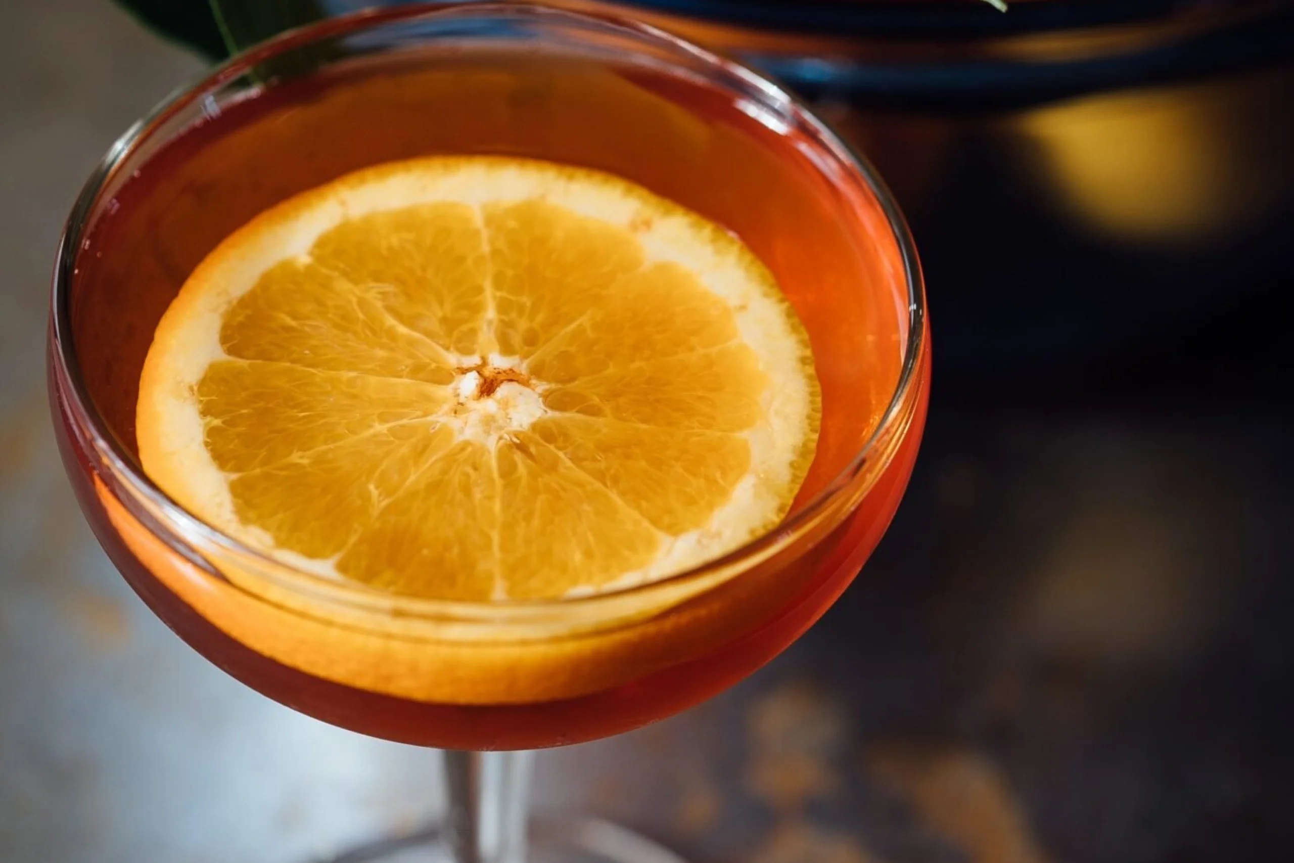 orange liqueur in a cocktail glass