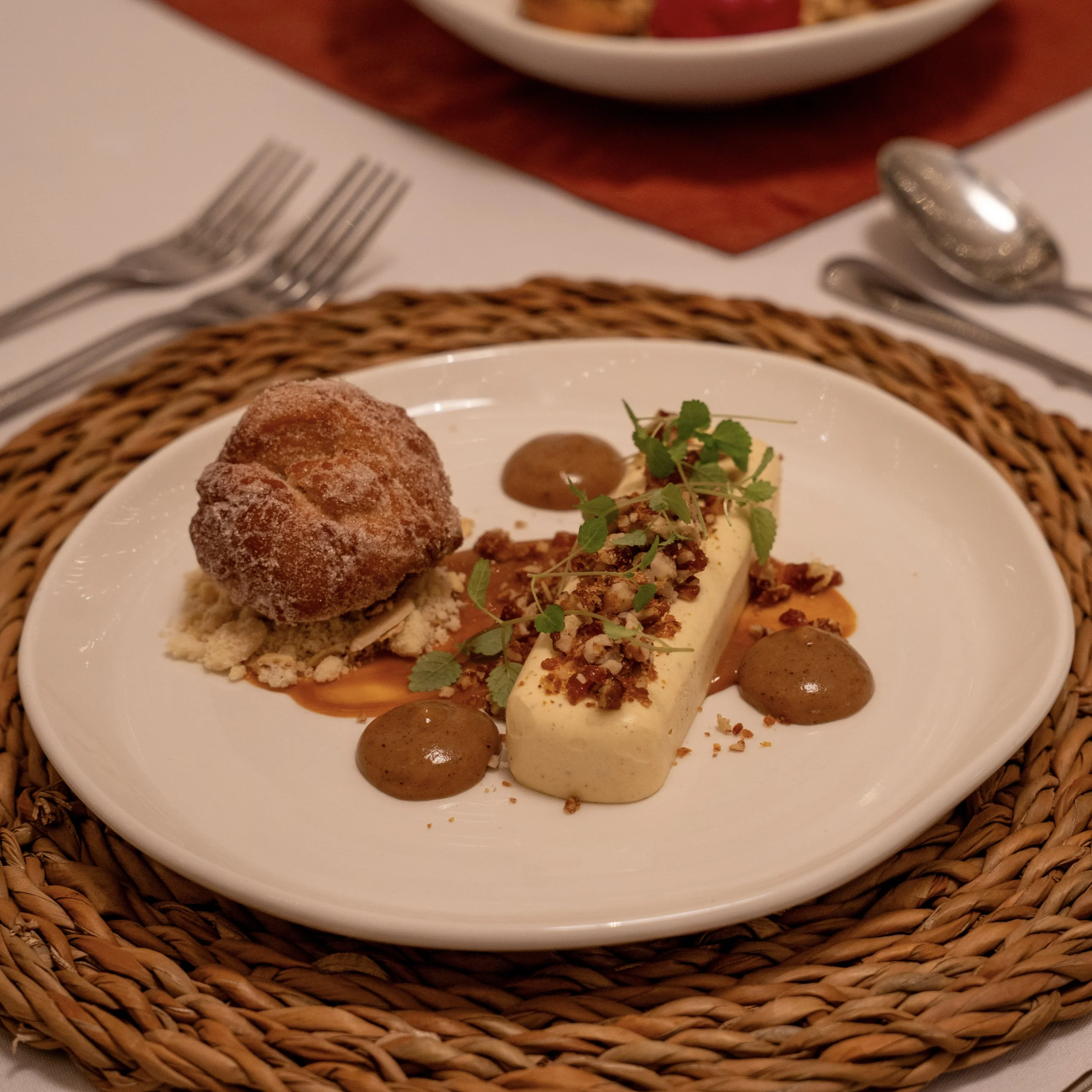 a plate of apple deserts at doddington hall