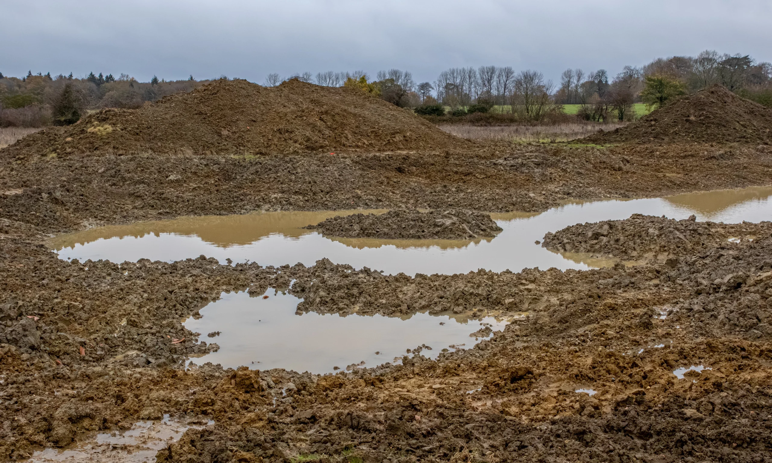 new ponds being excavated at doddington hall for wetter better rewilding