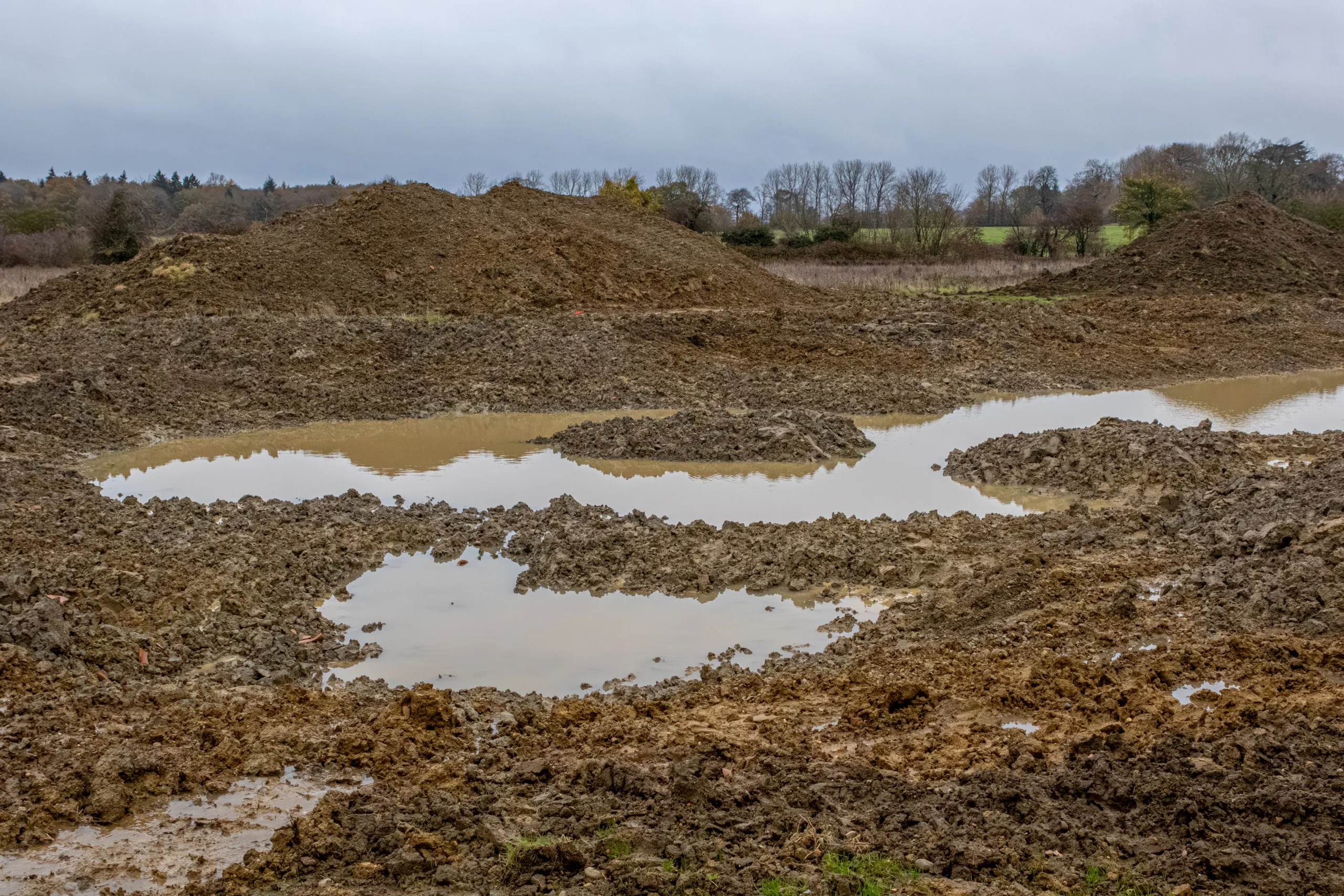 new ponds being excavated at doddington hall for wetter better rewilding