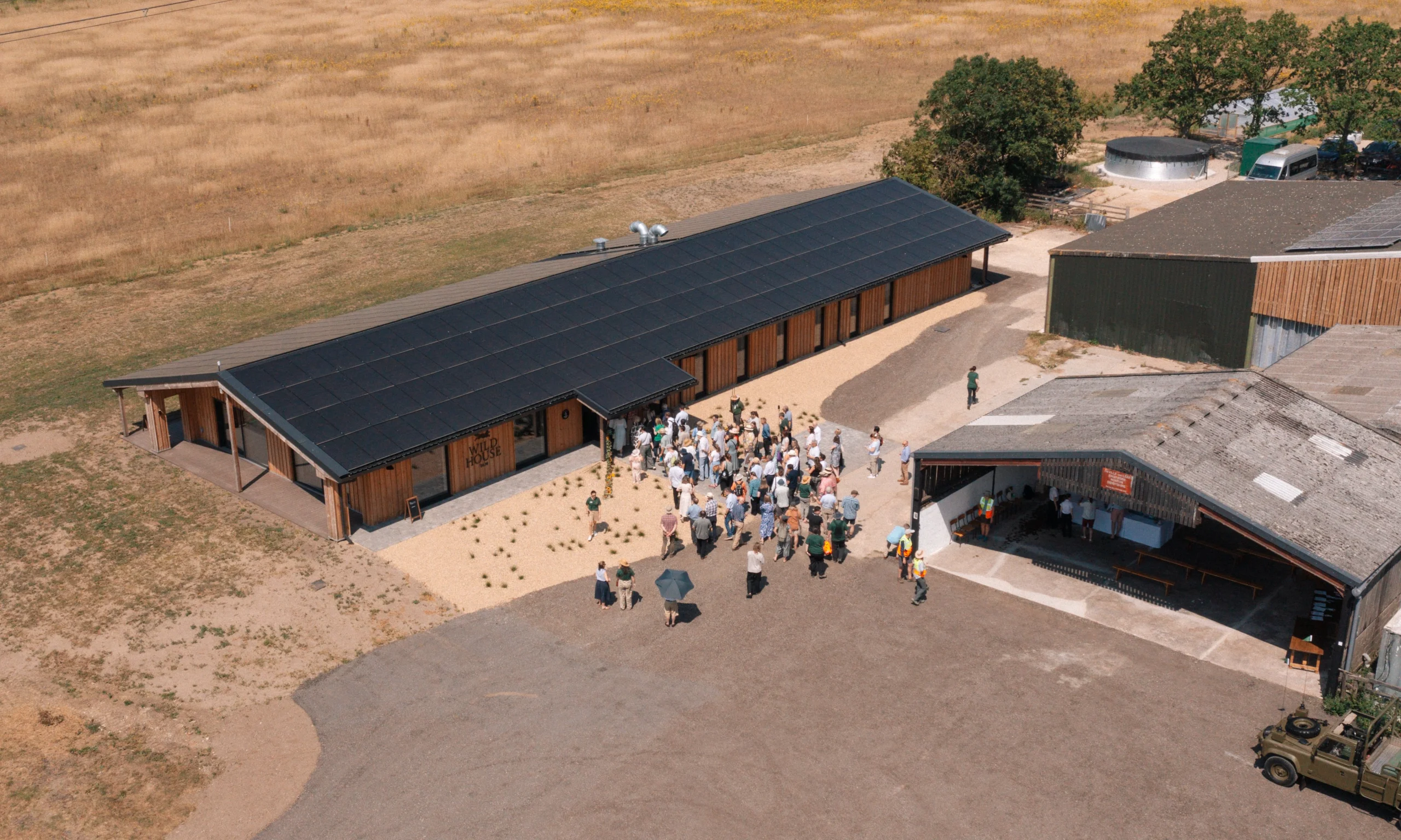 an aerial view of the wild house learning centre on the doddington estate