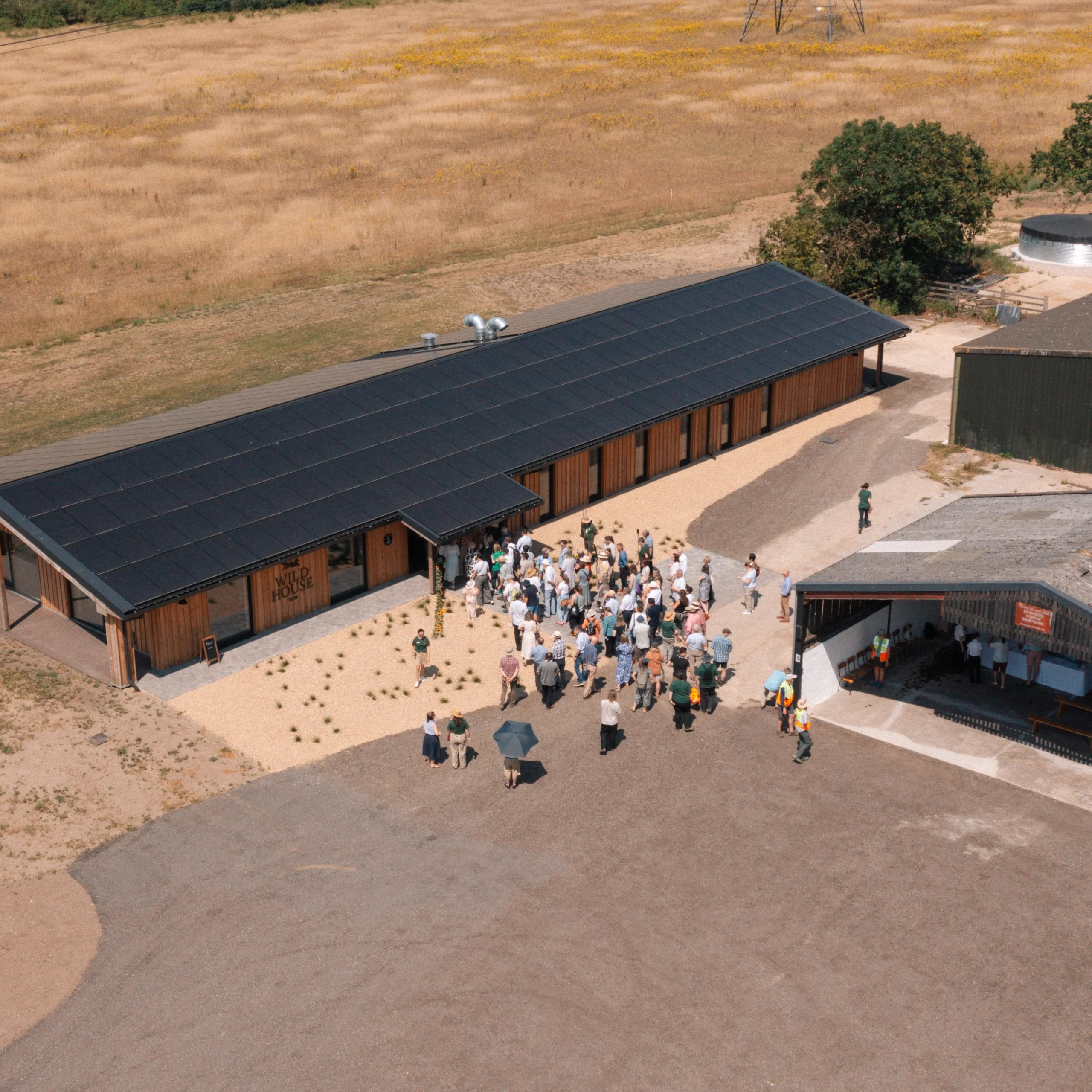 an aerial view of the wild house learning centre on the doddington estate