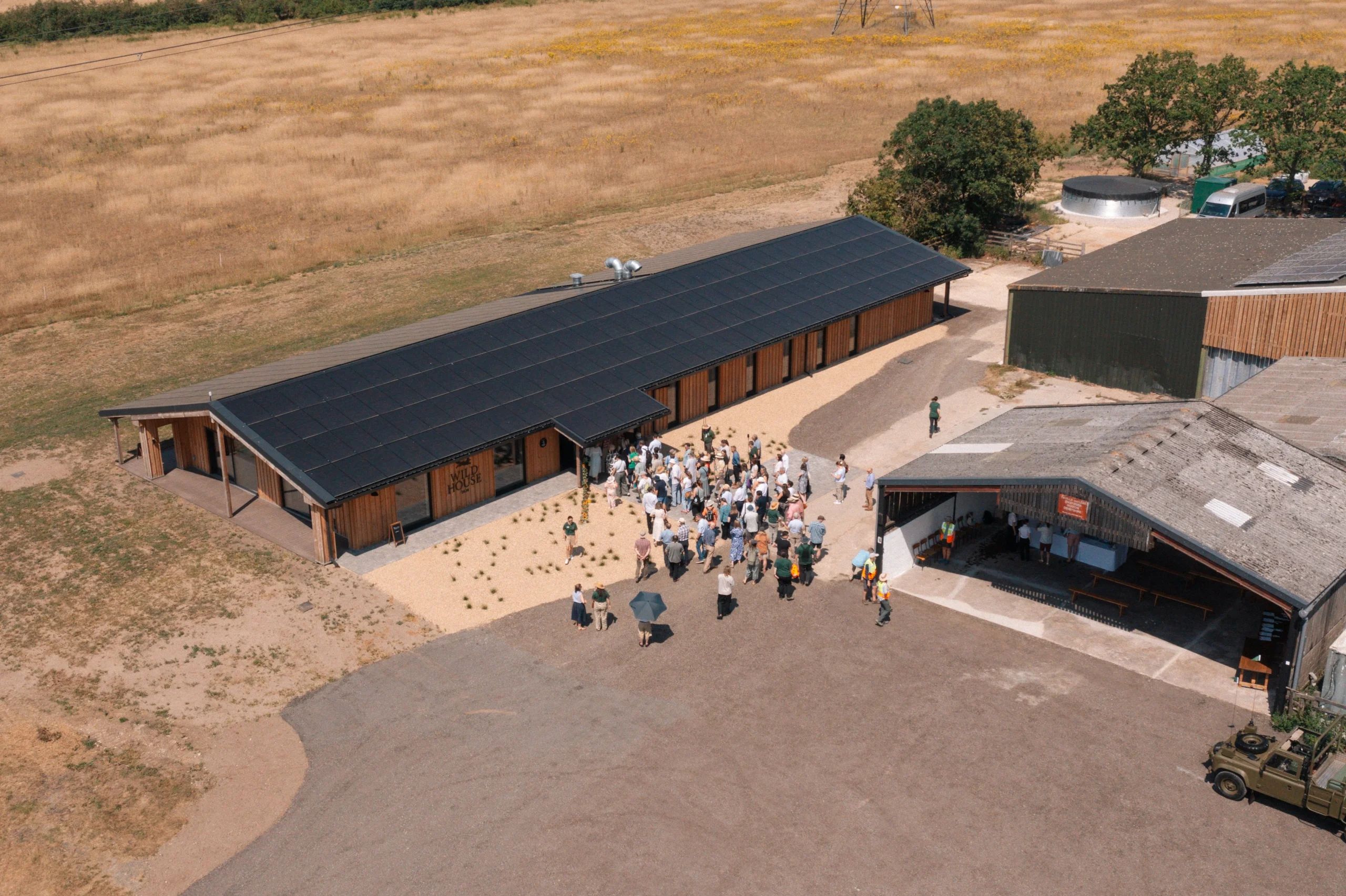 an aerial view of the wild house learning centre on the doddington estate