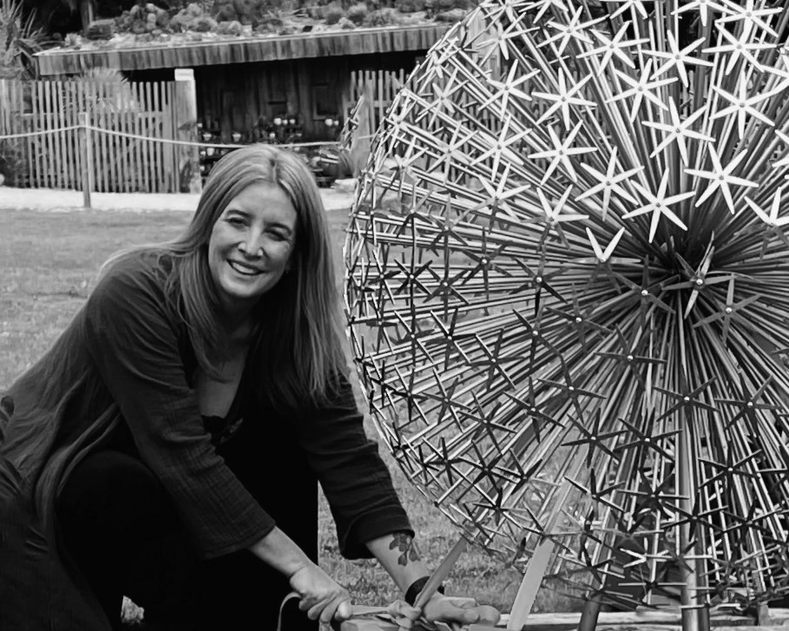 a black and white portrait of ruth moilliet sculpture artist at doddington hall