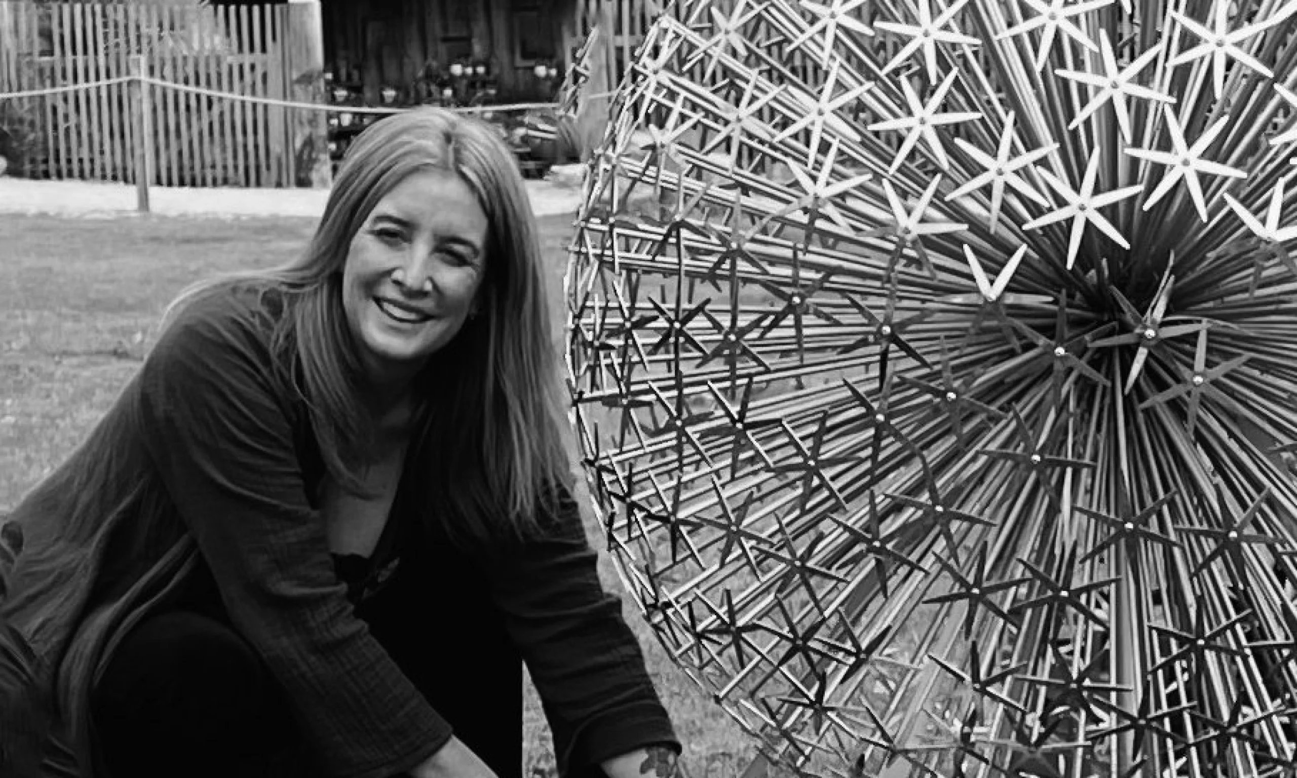 a black and white portrait of ruth moilliet sculpture artist at doddington hall