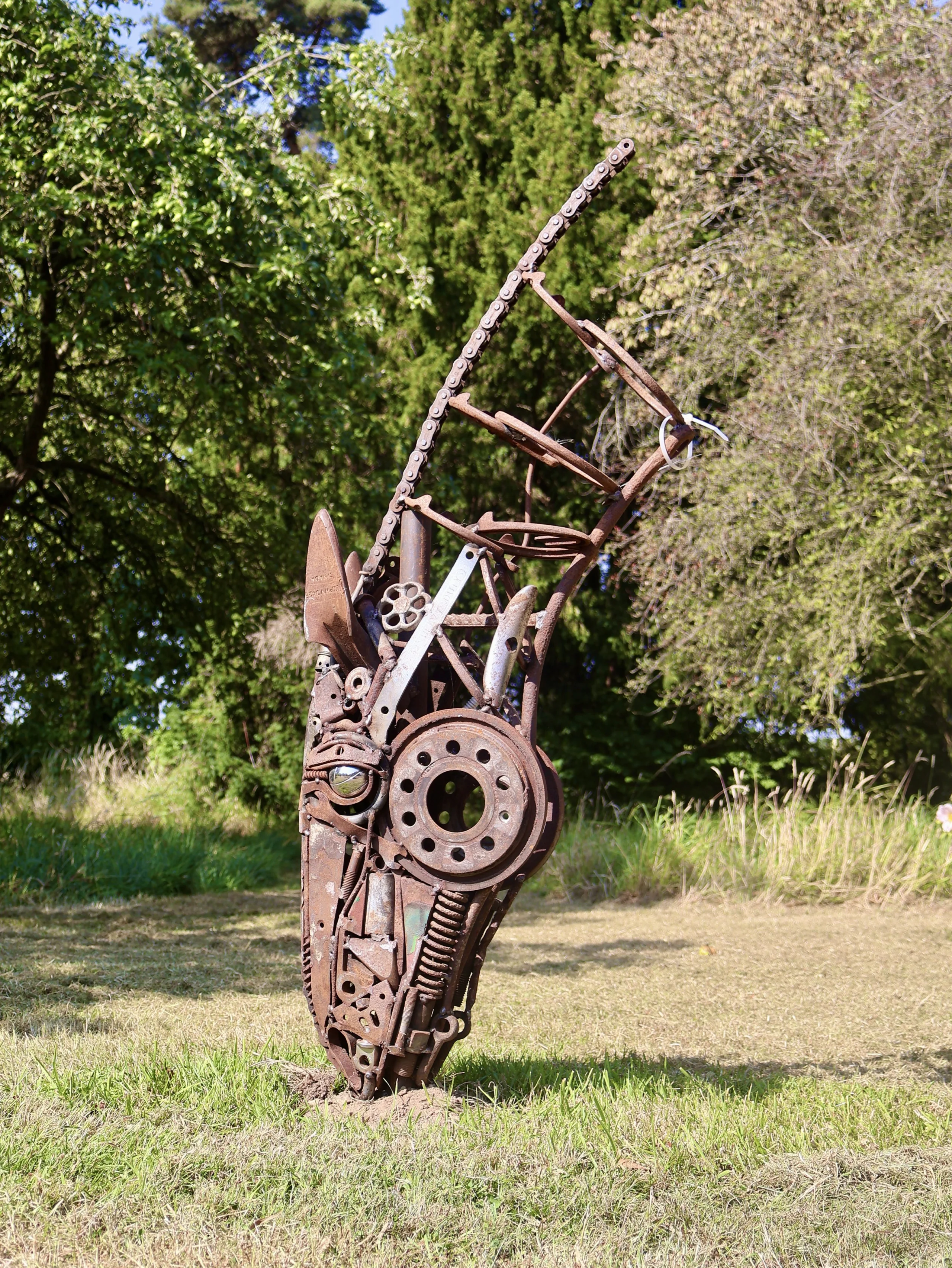 a metal horse sculpture at doddington sculpture