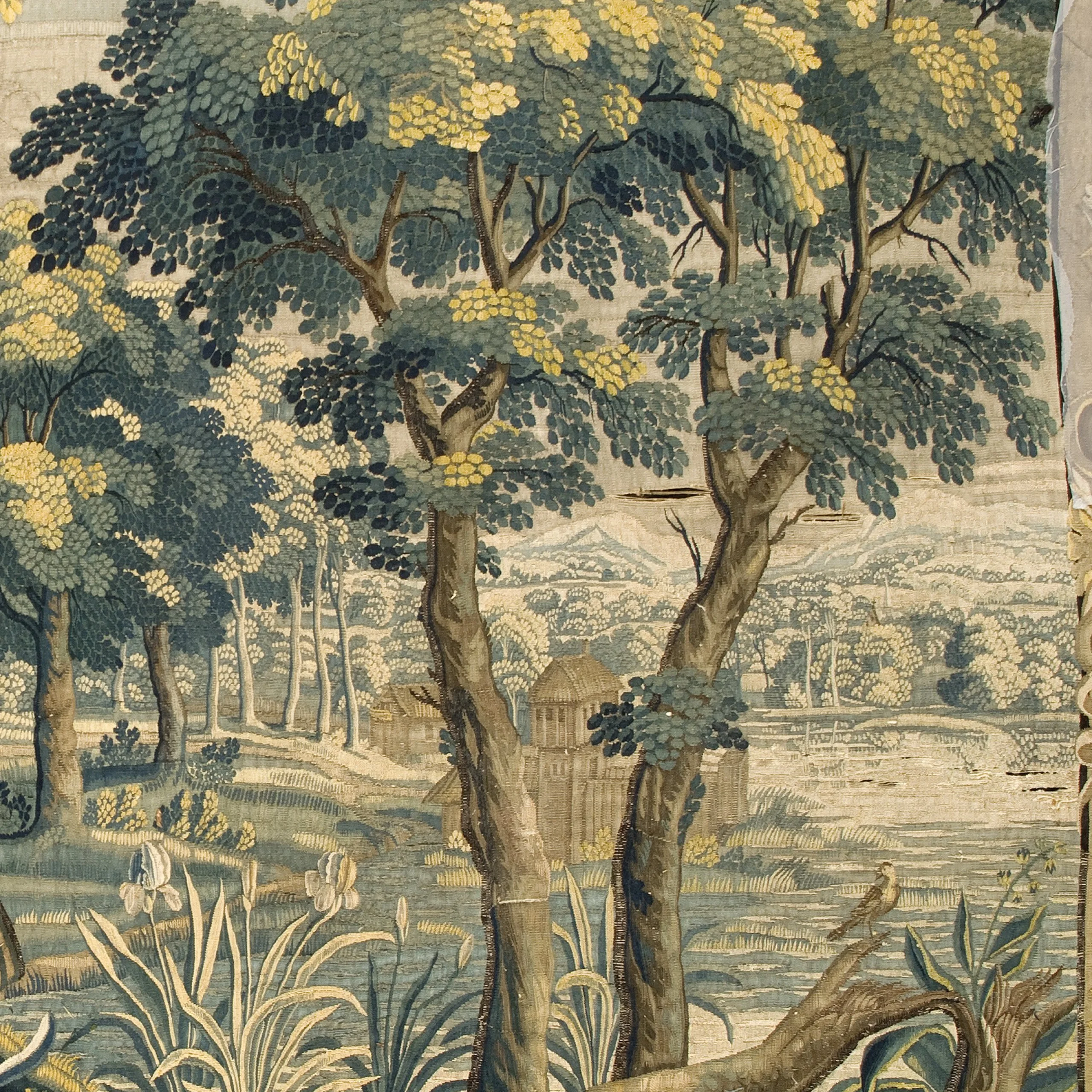 a close up of a tree tapestry at doddington hall