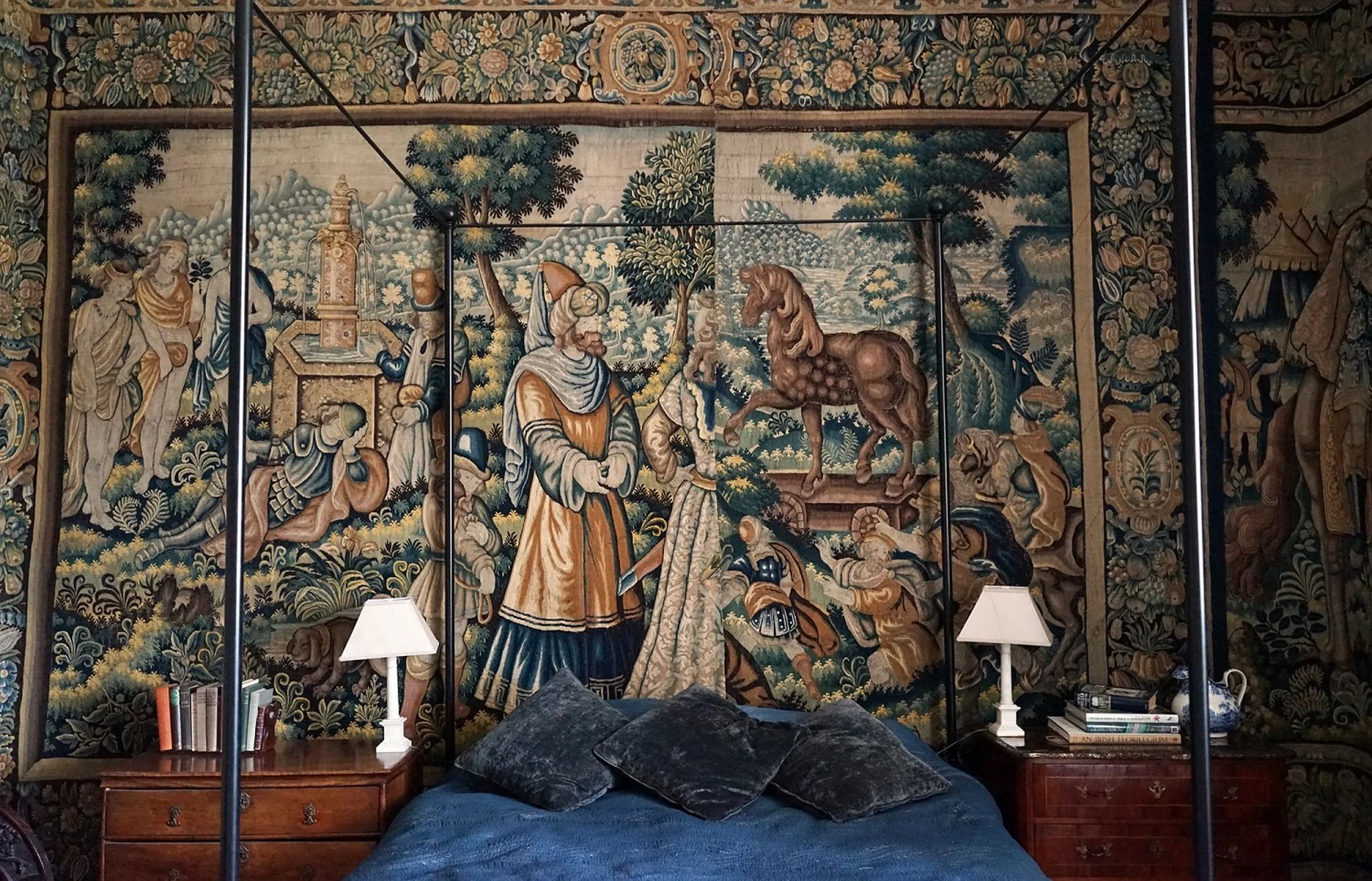 tapestry hung on the wall of a bedroom inside Doddington hall